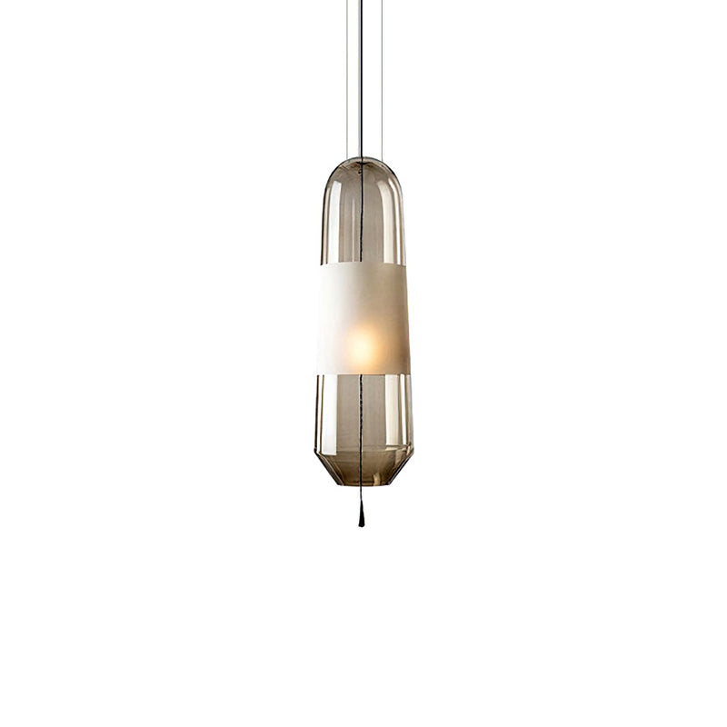 Modern Glass Pendant Light with Capsule Design - Elegant Hanging Fixture for Kitchen Island, Dining Room, or Bedroom Lighting