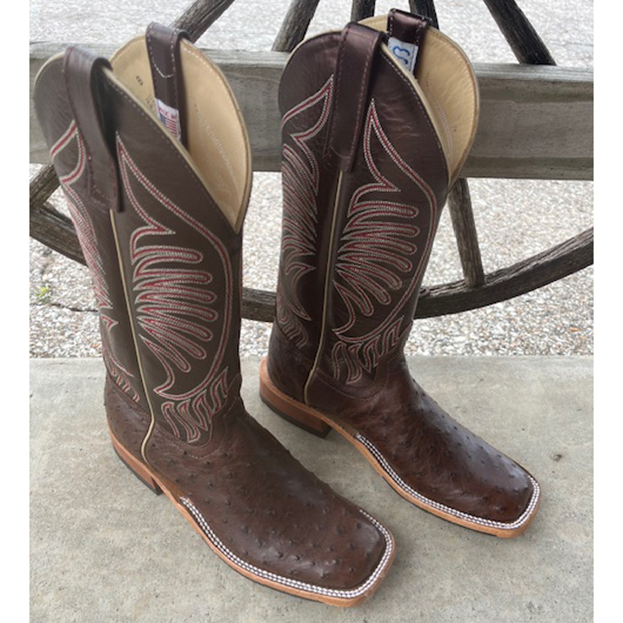 Anderson Bean Women's Tobacco Ostrich & Puma Cowboy Boots - Stylish Western Boots for Rodeo, Country Dancing & Everyday Wear