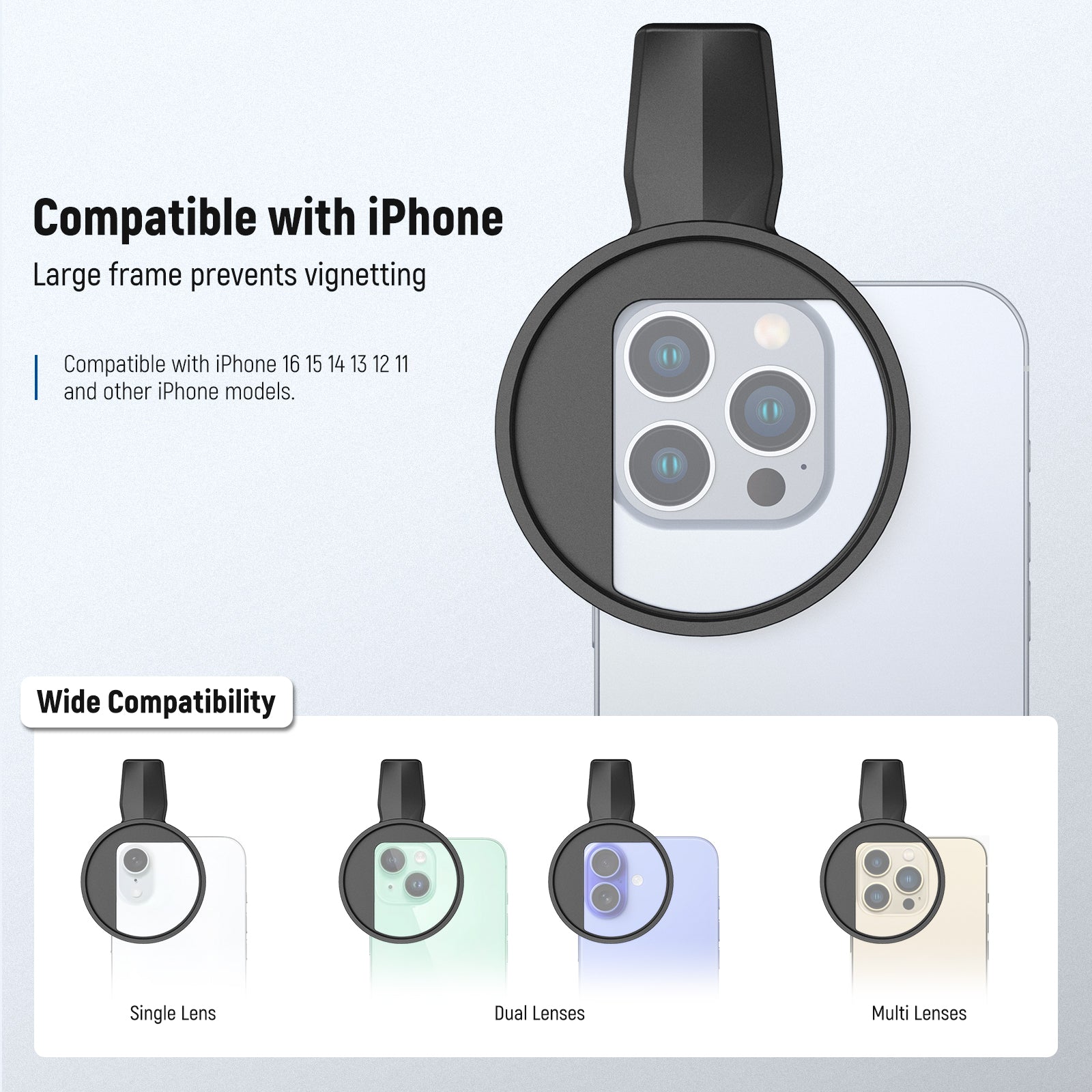 NEEWER 2-in-1 67mm Clip-On CPL & Black Mist Diffusion 1/4 Filter for Smartphone Camera - Enhance Photos & Videos for Social Media, Vlogging, and Professional Photography