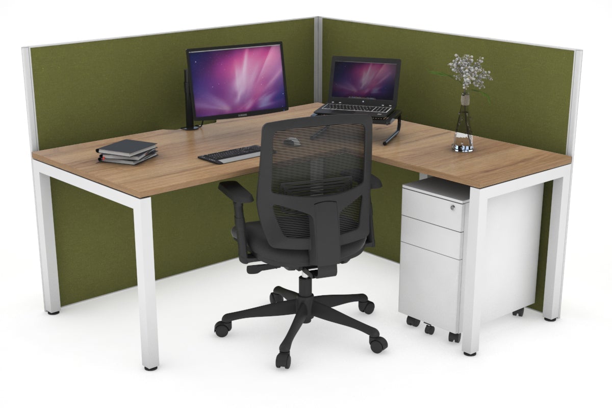Horizon Quadro Square Legs L-Shaped Corner Office Desk - 1800L x 1800W with Cable Management | Modern Home & Office Workspace Solution for Professionals & Gamers