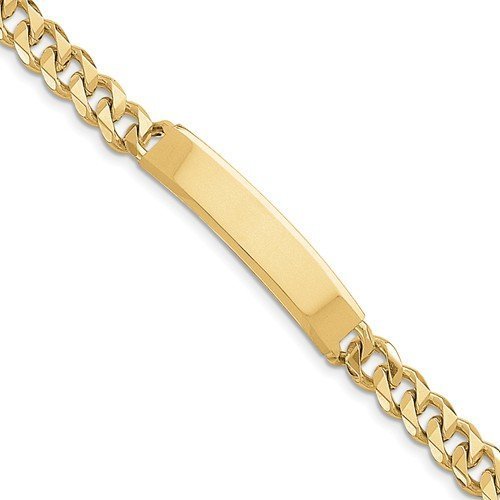 14K Yellow Gold Men's Hand-Polished Curb Link ID Bracelet - 8 Inches - Perfect for Gifts, Weddings & Everyday Luxury Wear