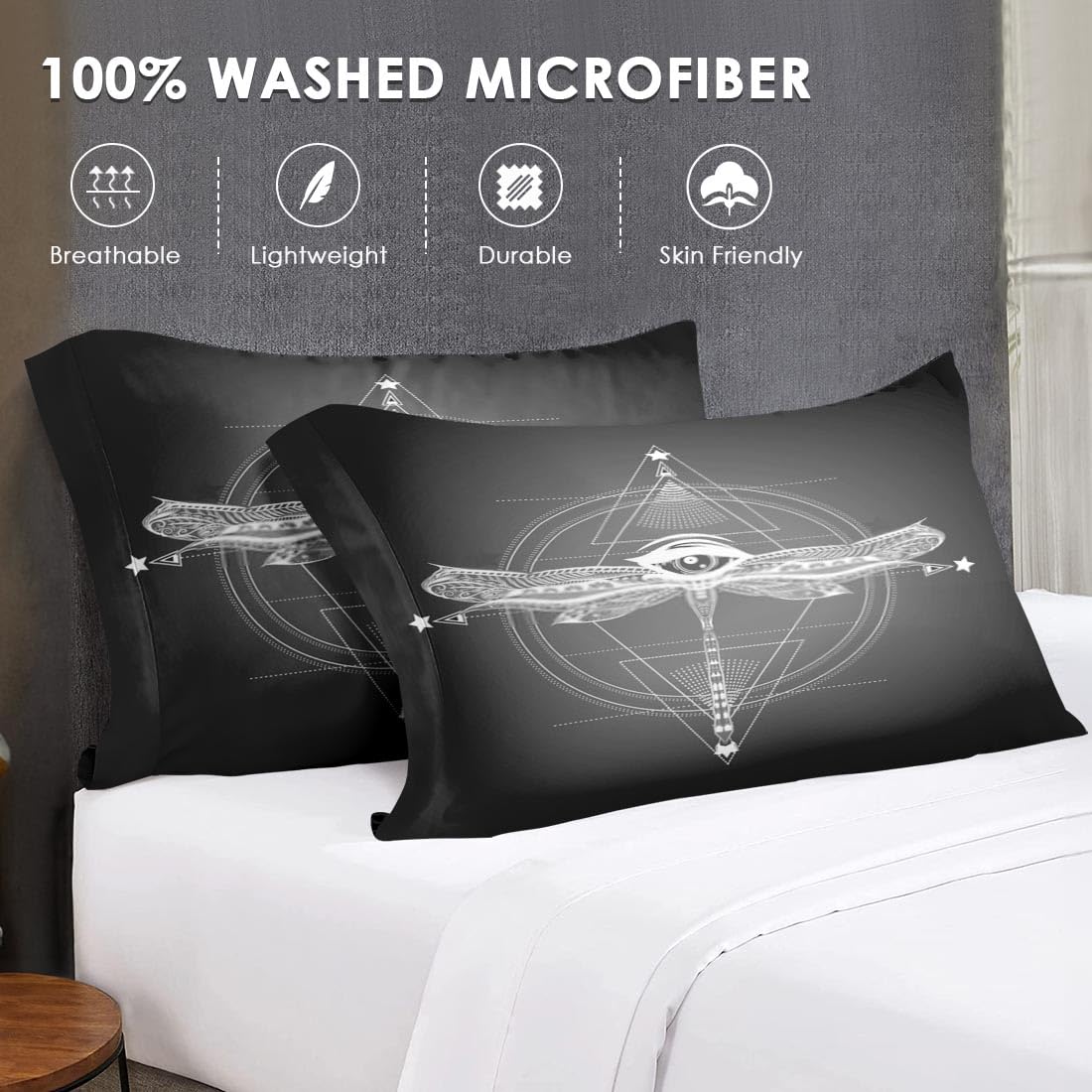 Queen Size Comforter Set - Geometric Dragonfly Butterfly Diamond Soft Bedding for Kids & Adults | Bohemian Mexican Style with 2 Pillowcases | Perfect for Bedroom Decor, Guest Rooms & Bohemian Themed Spaces