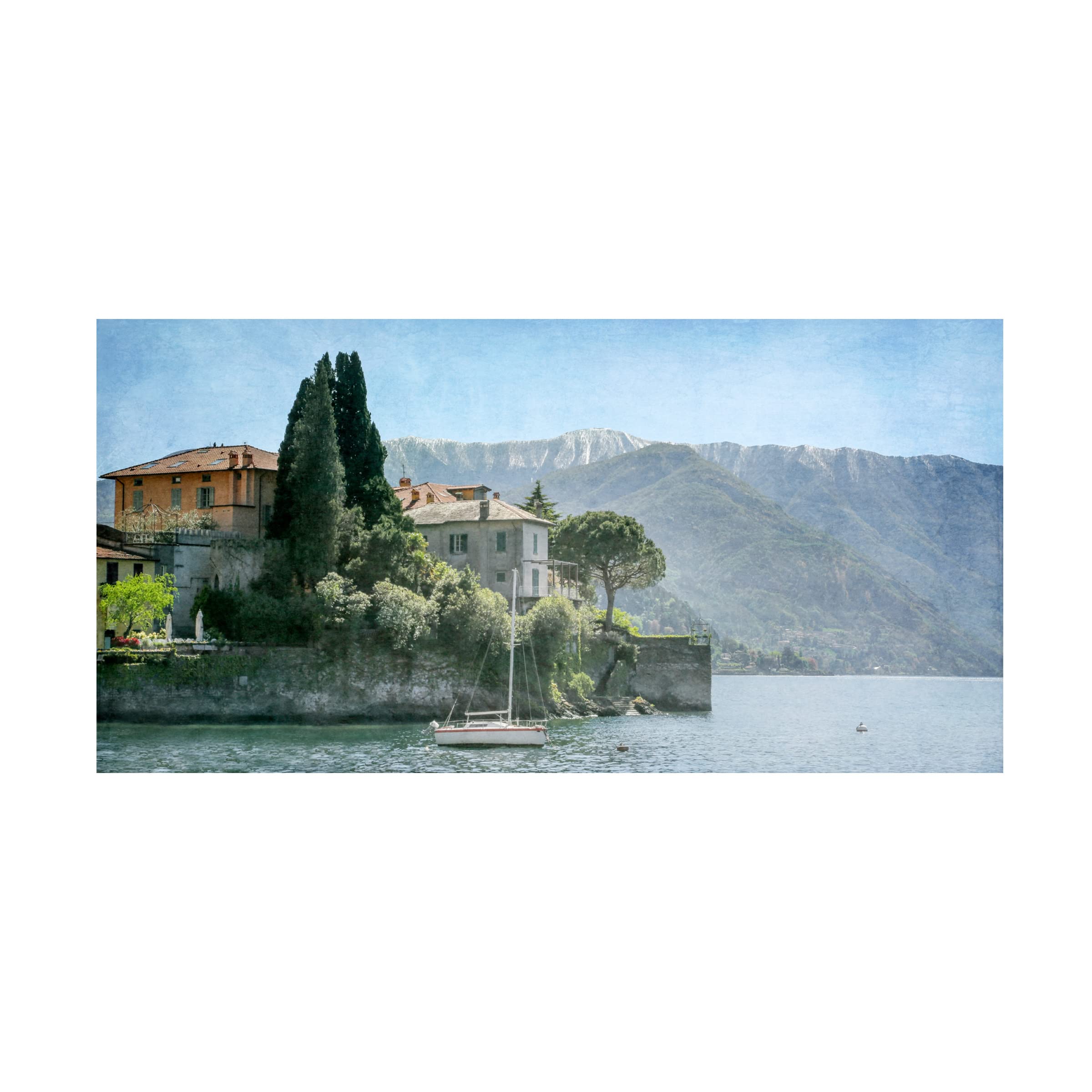Trademark Fine Art 'Varenna Vista' Canvas Wall Art by Brooke T Ryan - Italian Lake Landscape Painting for Living Room, Bedroom & Office Decor