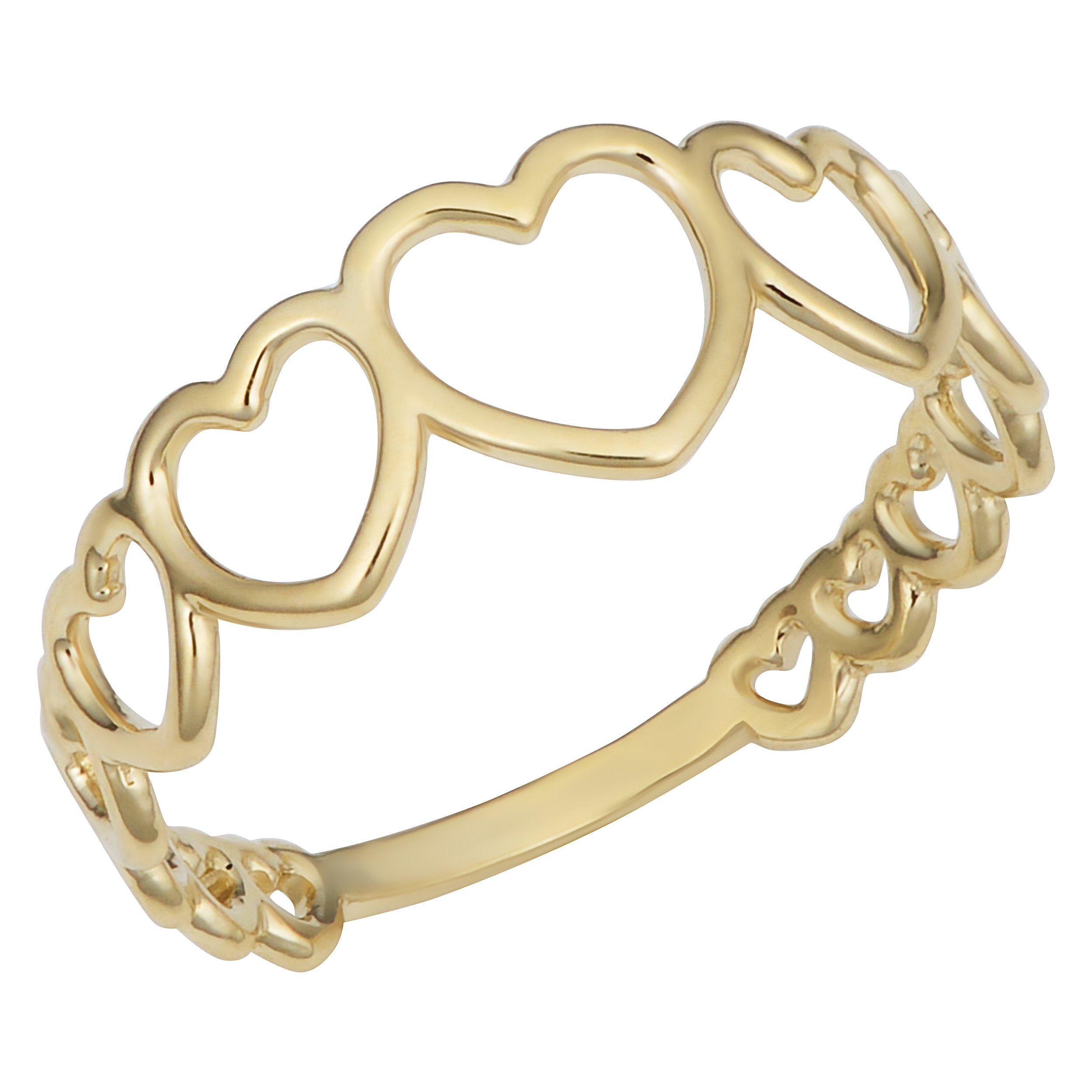 14K Yellow Gold Graduated Hearts Ring for Women - Elegant Stackable Dainty Jewelry Gift for Anniversary, Valentine's Day & Everyday Wear | Kooljewelry