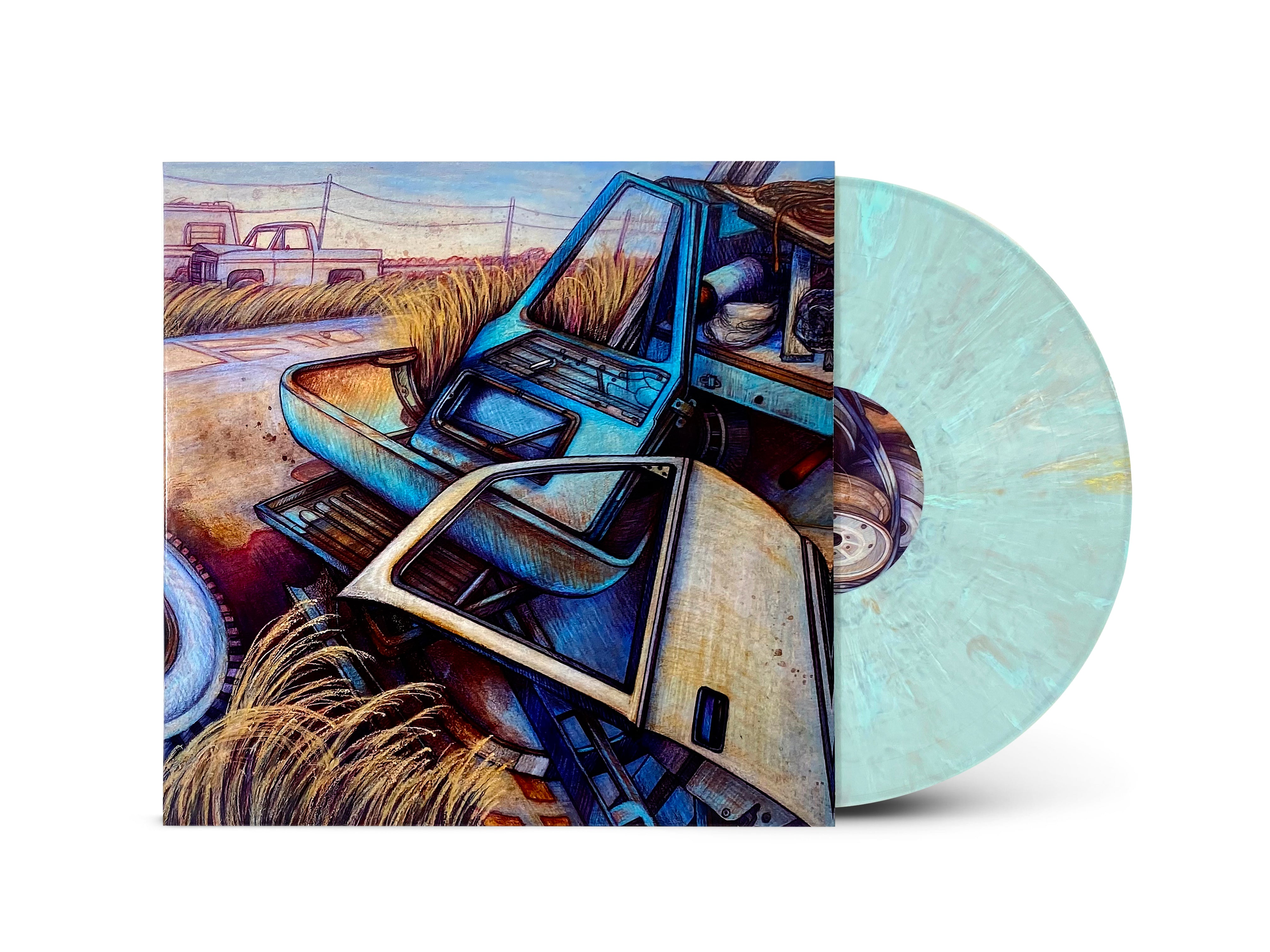 VIP // Antique turqoise with gold rust vinyl