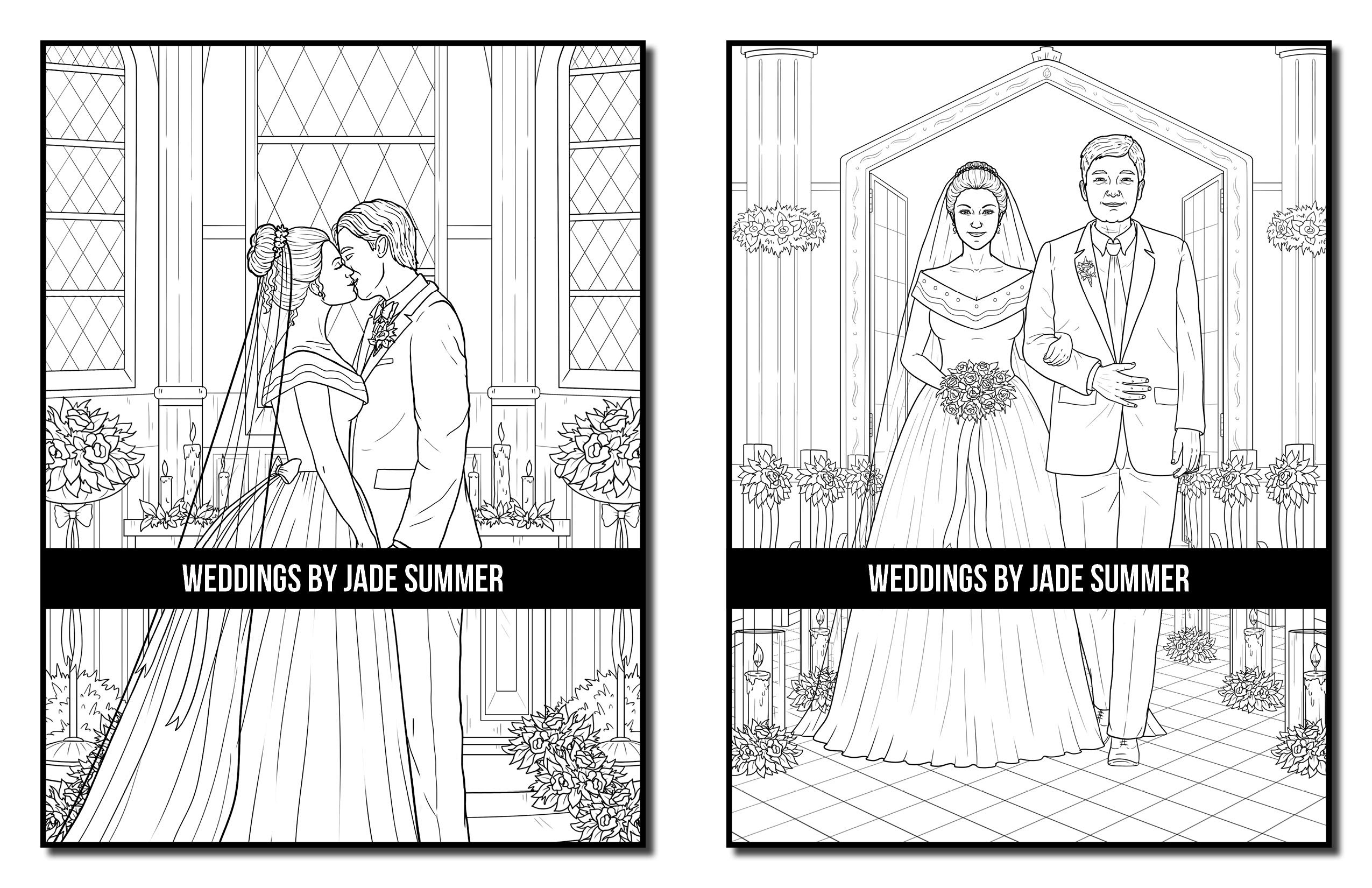 Wedding Coloring Book for Adults - Beautiful Brides, Grooms, Flowers & Romantic Scenes | Stress Relief & Wedding Gift Idea for Bridal Showers, Bachelorette Parties
