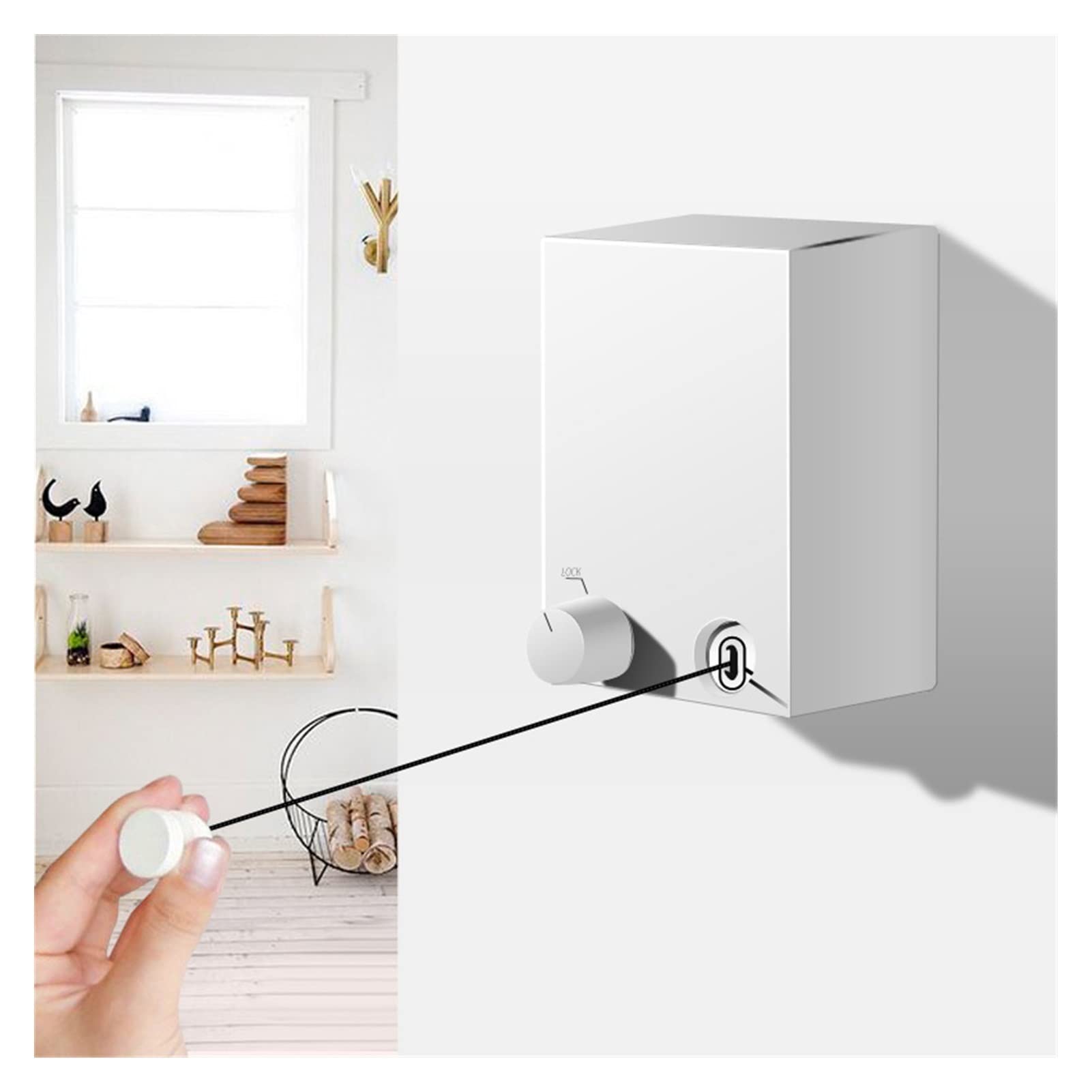 Zongshengshop Retractable Wall Mounted Clothes Drying Rack - Indoor Stainless Steel Laundry Organizer, Space Saving Foldable Clothesline for Hotel, Apartment & Home Use (White) - Perfect for Small Spaces, Balcony & Bathroom Drying Needs