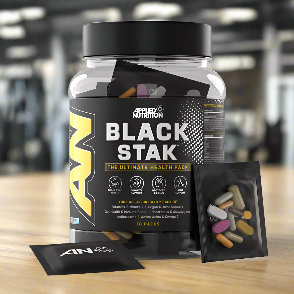 Applied Nutrition Black Stak Ultimate Health Pack - 30 Sachets for Men's Performance & Recovery | Pre-Workout, Muscle Growth & Energy Boost