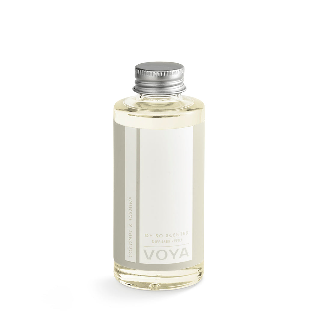 VOYA Oh So Scented Reed Diffuser Refill - Coconut & Jasmine Fragrance Oil for Home Aromatherapy | Perfect for Living Room, Bedroom & Bathroom Relaxation
