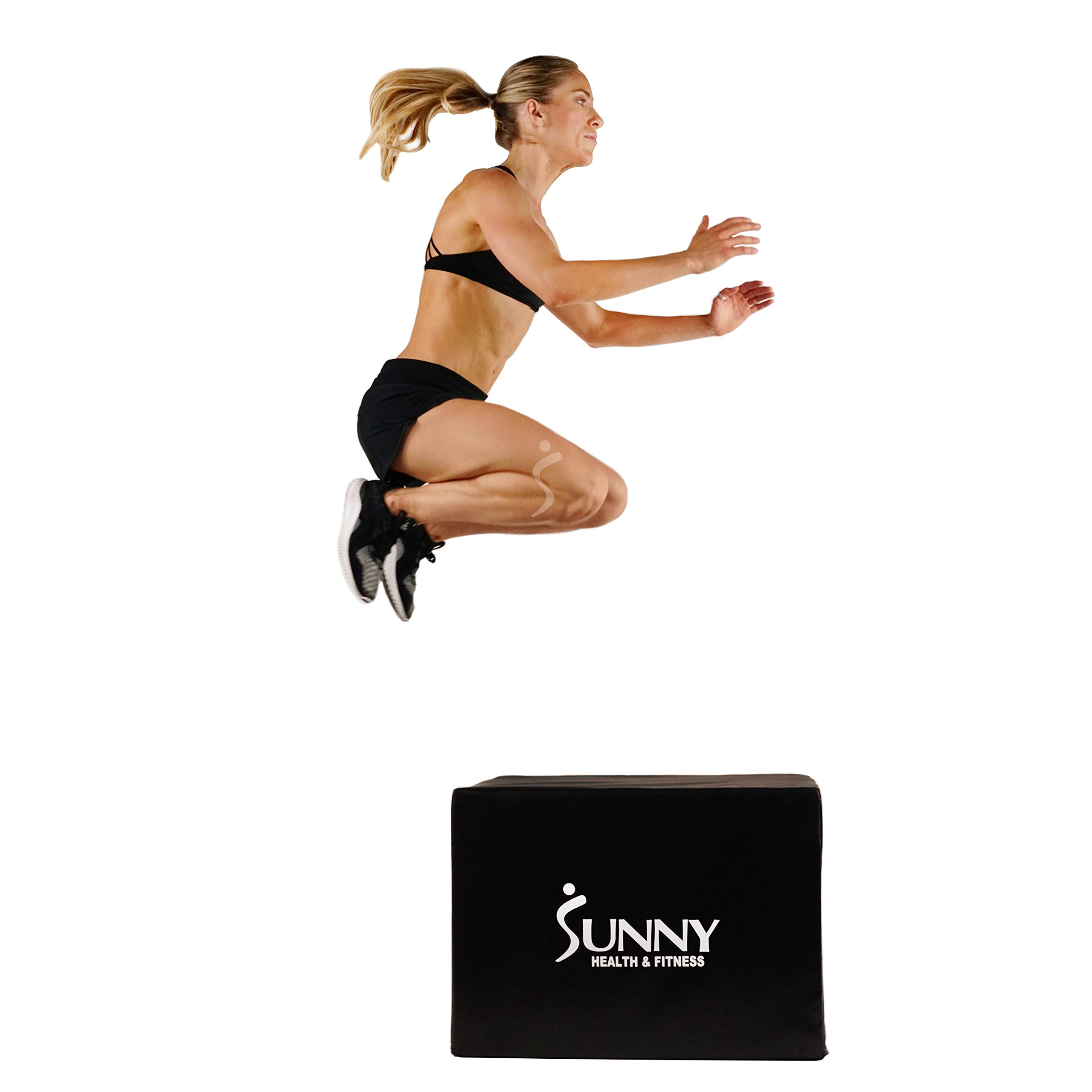 Sunny Health & Fitness Adjustable Height Foam Plyo Box - 3-Level Weight Capacity for CrossFit, Home Gym & Functional Training - Perfect for Box Jumps, Step-Ups & Strength Exercises