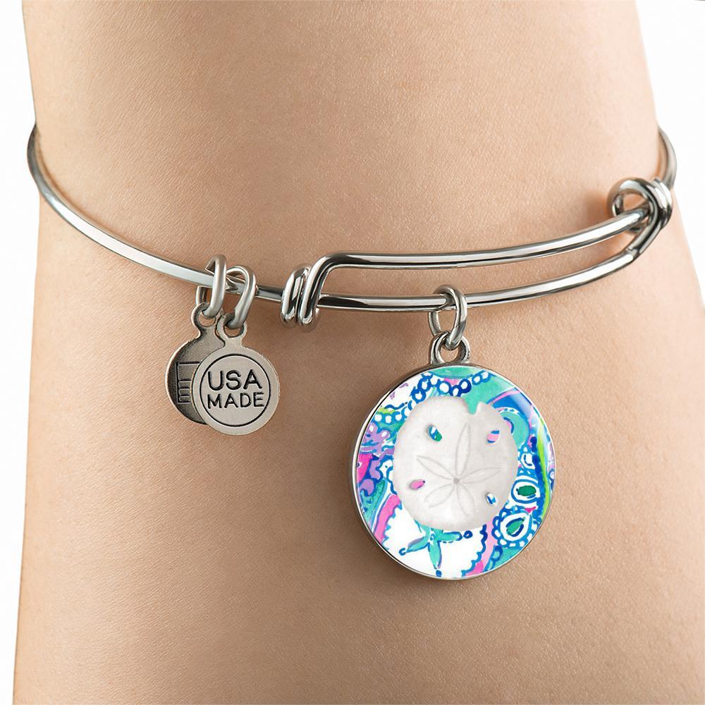 Colorful Sand Dollar Bangle Bracelet - Handmade Beach Jewelry for Women | Perfect for Summer Vacation, Beach Wedding & Boho Fashion Accessories