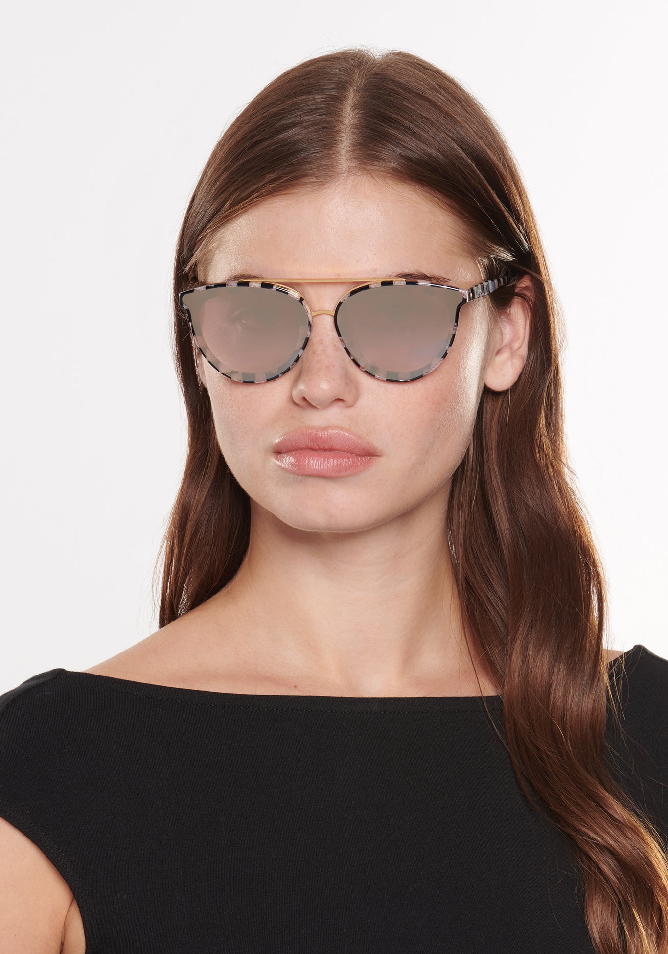 CLIO NYLON Harlequin 18K Gold Mirrored Sunglasses - Stylish UV Protection for Outdoor Activities & Fashion Statement