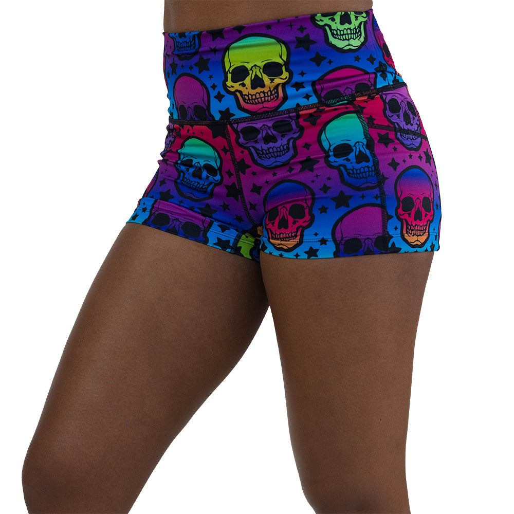 Psychedelic Skull Print Shorts for Men & Women - Trendy Summer Casual Wear - Perfect for Beach, Gym, and Street Style