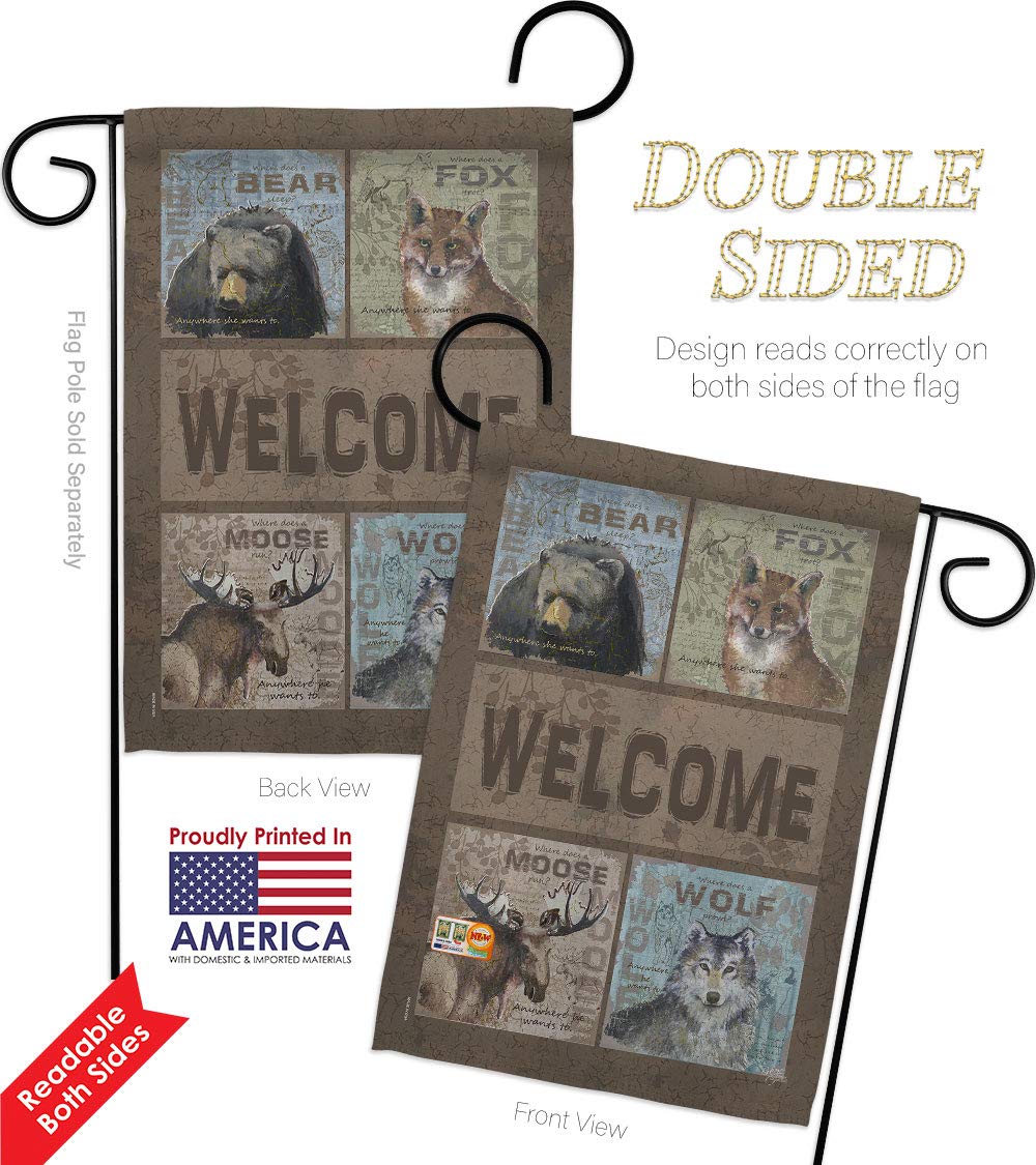 Wilderness Garden Flag Set - Deer Bear Wolf - Double-Sided Outdoor Decor for Yard & House