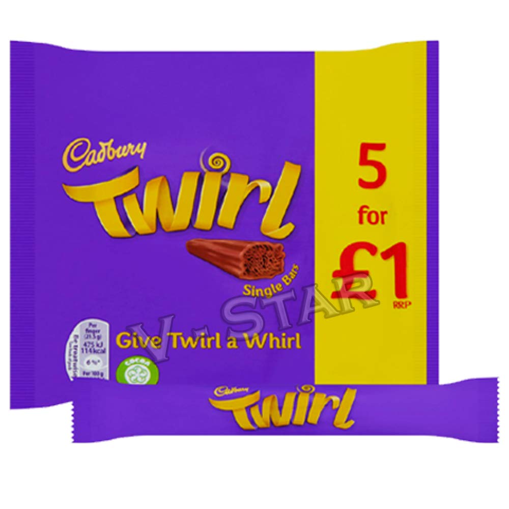 CADBURY Twirl Chocolate Bars - Pack of 20 (5 Bars Each) | Original UK Import | Perfect for Gifts, Parties & Snacking