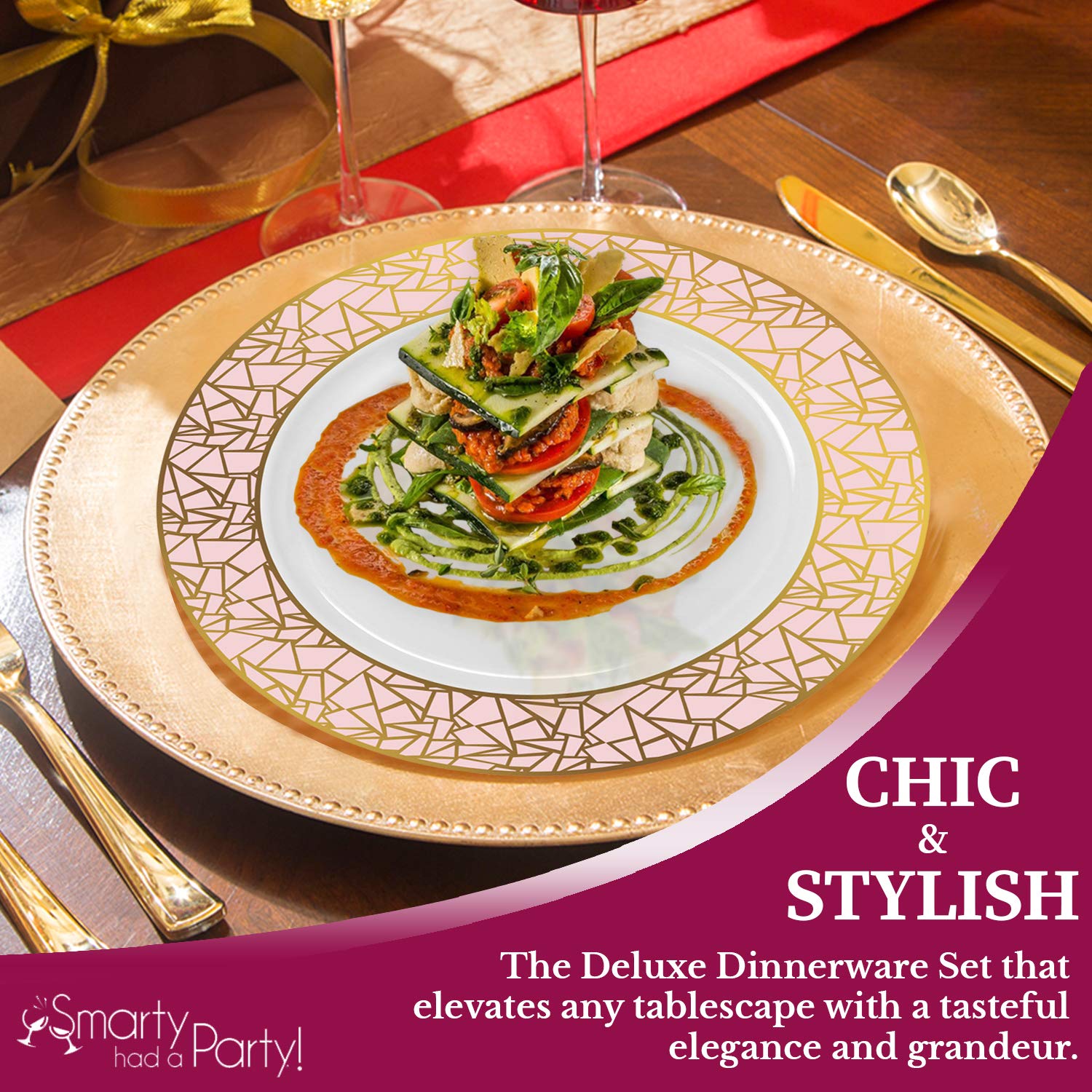 Elegant Disposable Plastic Dinner Plates 120 Pcs - 10.25
