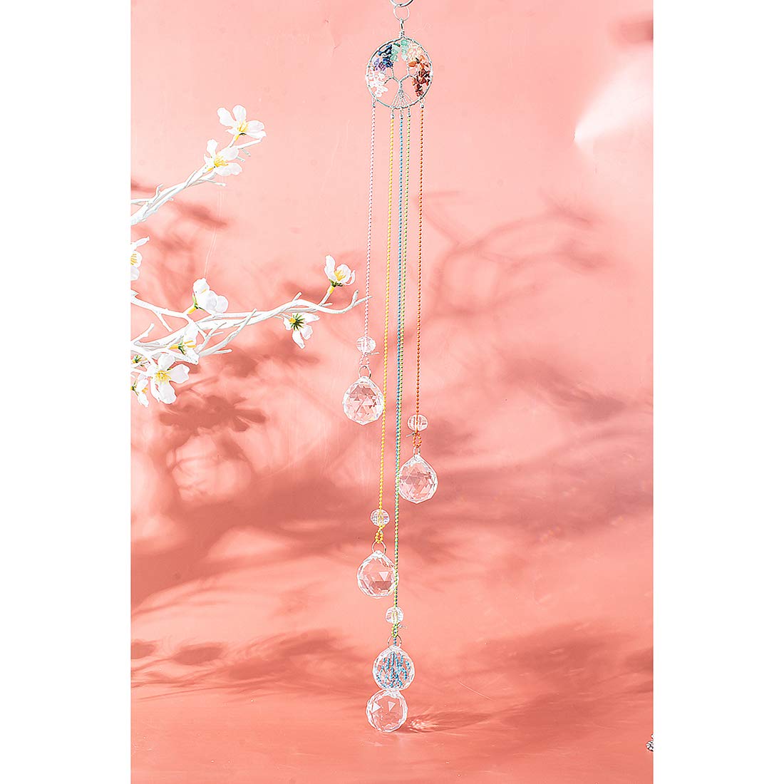 Rainbow Maker Crystal Ball Prism Suncatcher - Tree of Life Hanging Ornament for Home & Garden Decor | Window Decor, Meditation Room, Yoga Studio, Outdoor Patio
