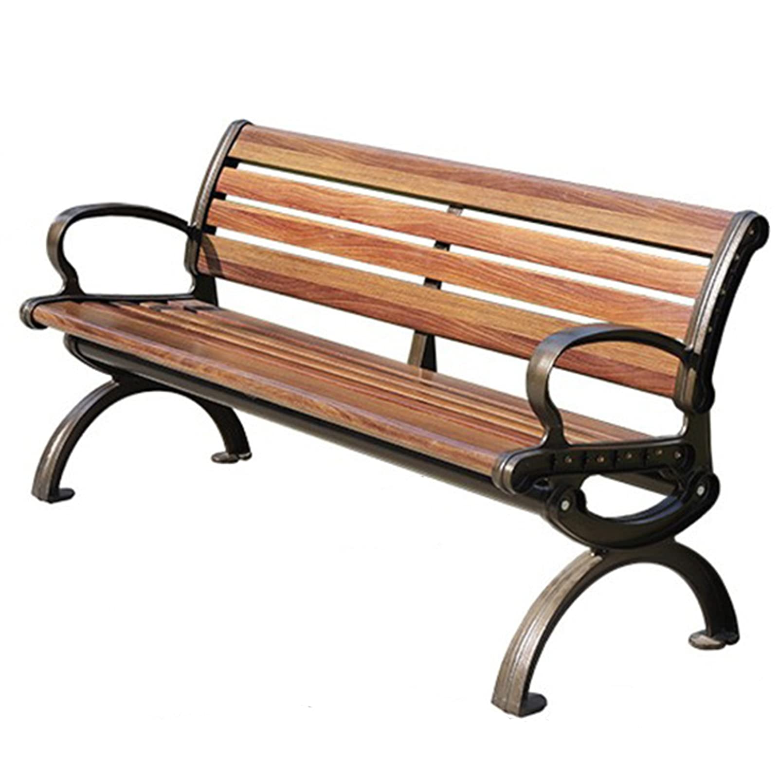 Durable Outdoor Patio Garden Bench - Cast Aluminum Frame with Backrest & Armrests - Weatherproof Lawn, Porch, Park & Backyard Bench for Relaxing & Entertaining