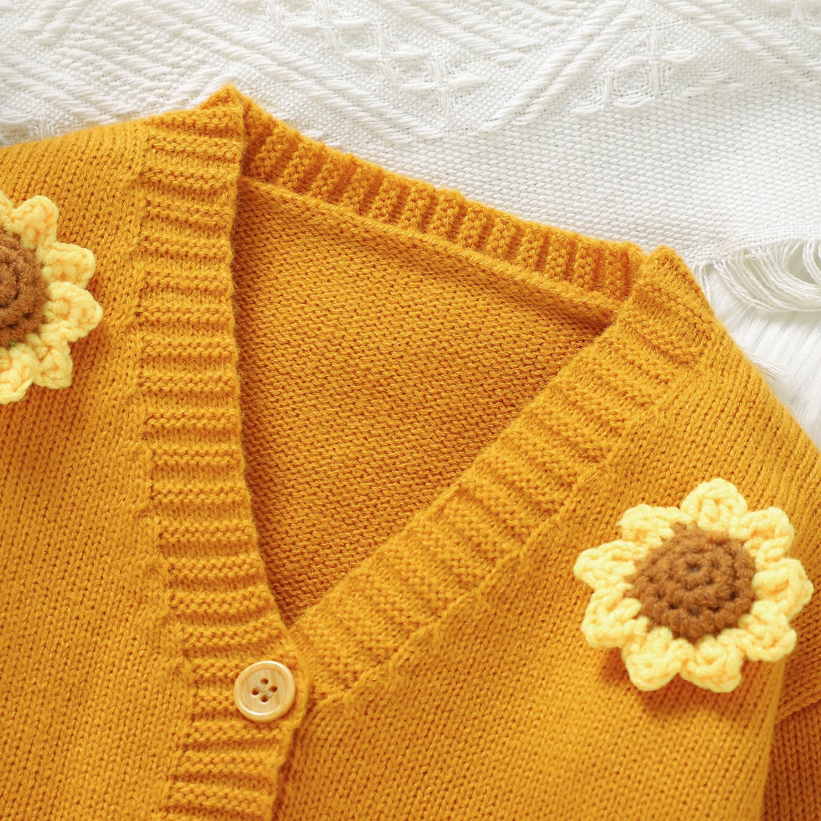 XIXIMAON Sweet Soft Sweater Cardigan for Baby Girls - Sunflower Decor Long Sleeve Button Knit Jacket for Spring & Autumn | Cozy Toddler Outwear for Playdates & Family Photos