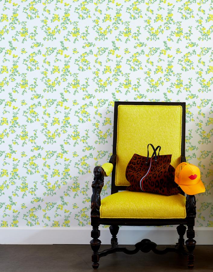 Clare V. Françoise Floral Wallpaper in Yellow & Spring Green - Perfect for Living Room, Bedroom, and Nursery Decor