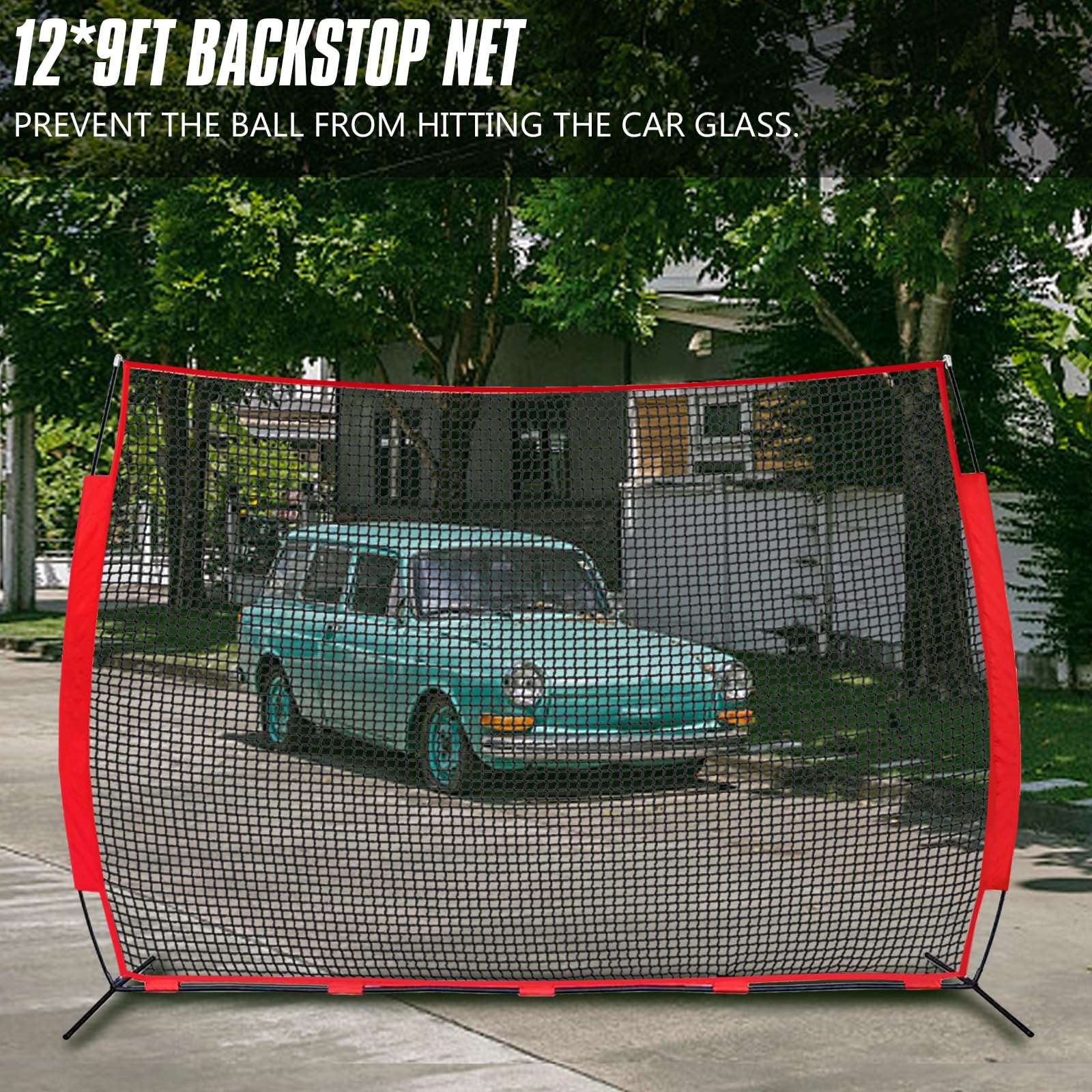 Portable Backstop Barrier Netting for Lacrosse, Soccer, Basketball & Tennis - Multi-Sport Protective Screen with Carry Bag | Perfect for Backyard, Training & Game Practice
