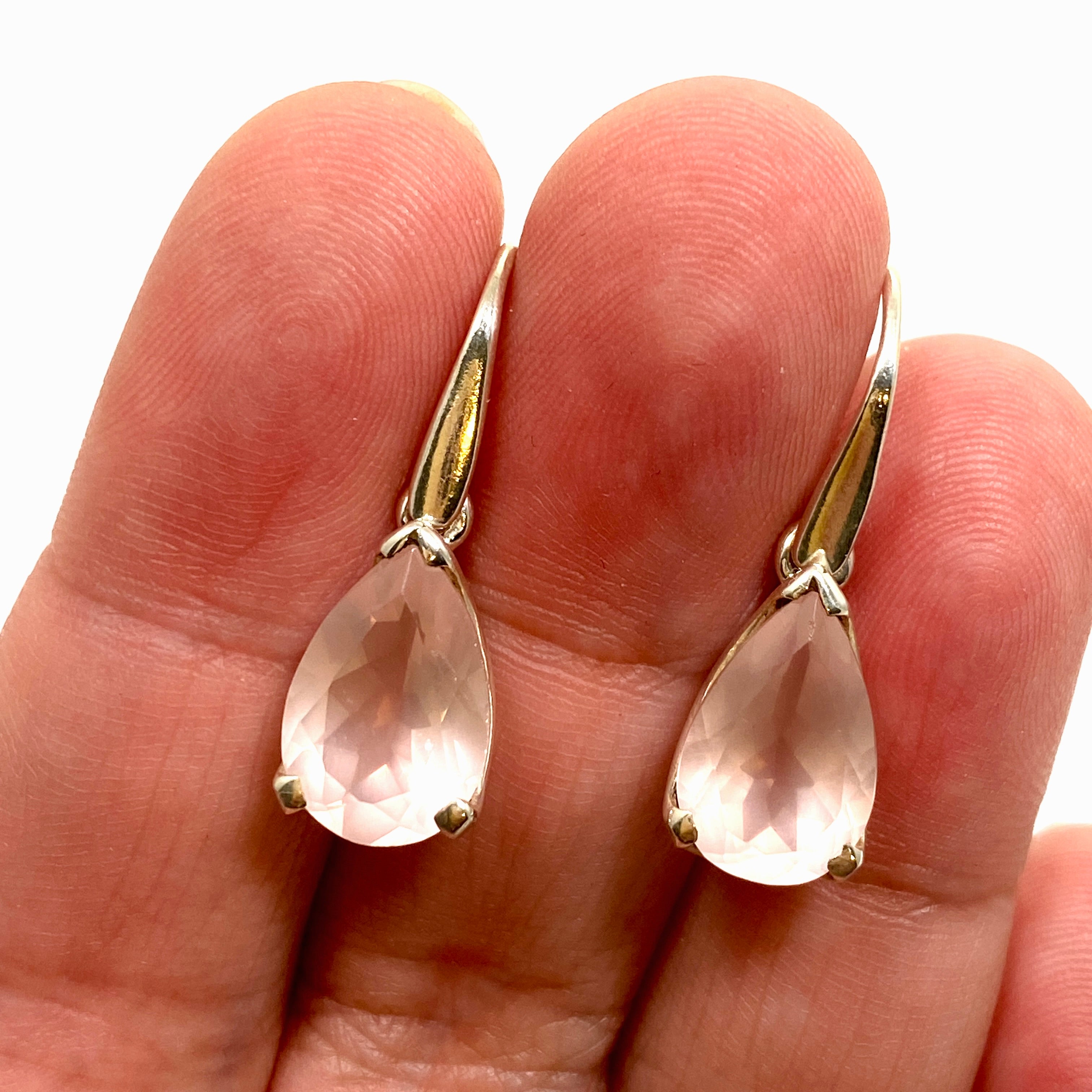 Rose Quartz Teardrop Faceted Earrings for Women - Dainty Crystal Drop Dangle Jewelry - Perfect for Wedding, Party & Everyday Wear