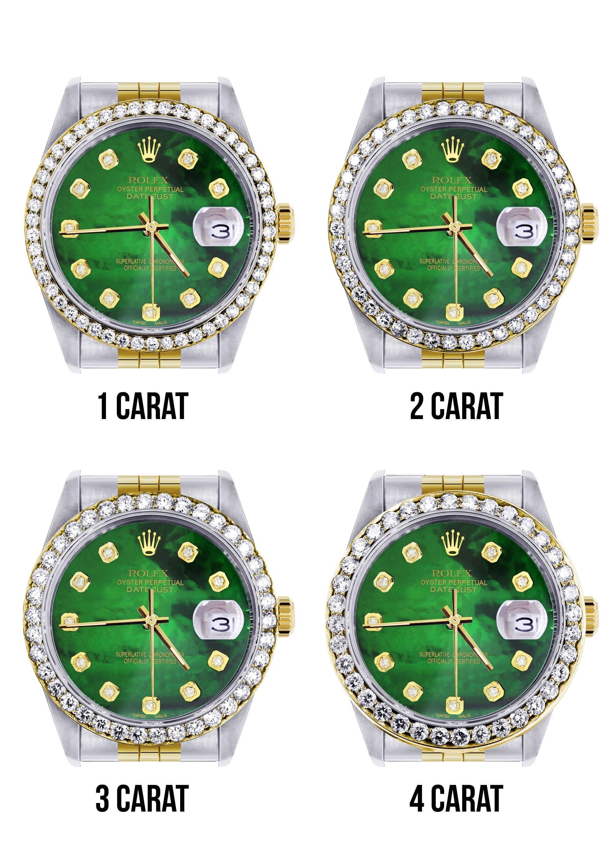 Luxury Diamond Rolex Datejust 36MM Watch - Two Tone Gold & Steel, Green Diamond Mother of Pearl Dial, Hidden Clasp, Jubilee Band | Perfect for Business Meetings, Special Occasions & Luxury Gifts