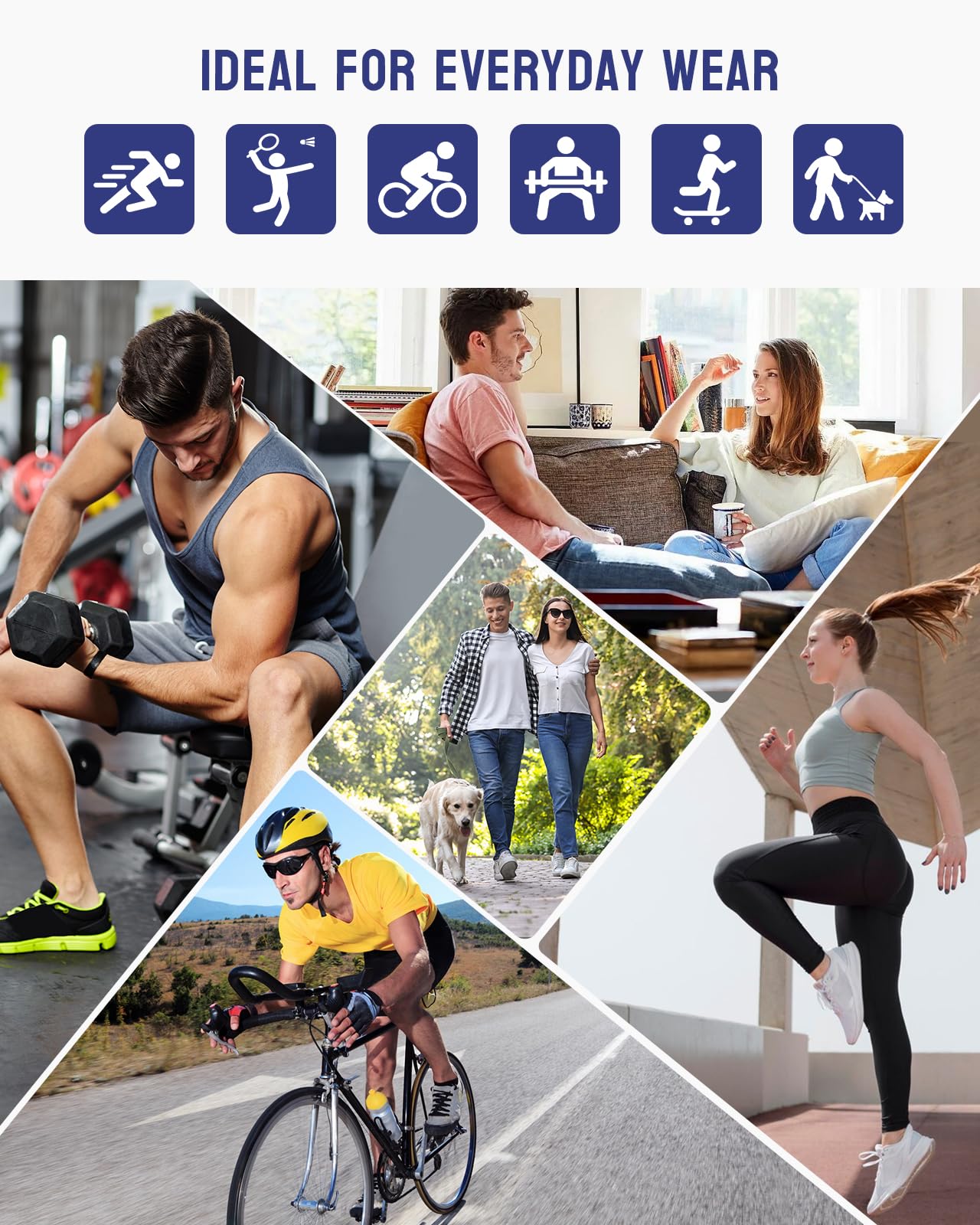 Men's Athletic Ankle Socks - 6 Pairs Cushioned Running Socks with Moisture-Wicking Technology - Breathable Low-Cut Cotton Socks for Sports, Gym & Everyday Wear