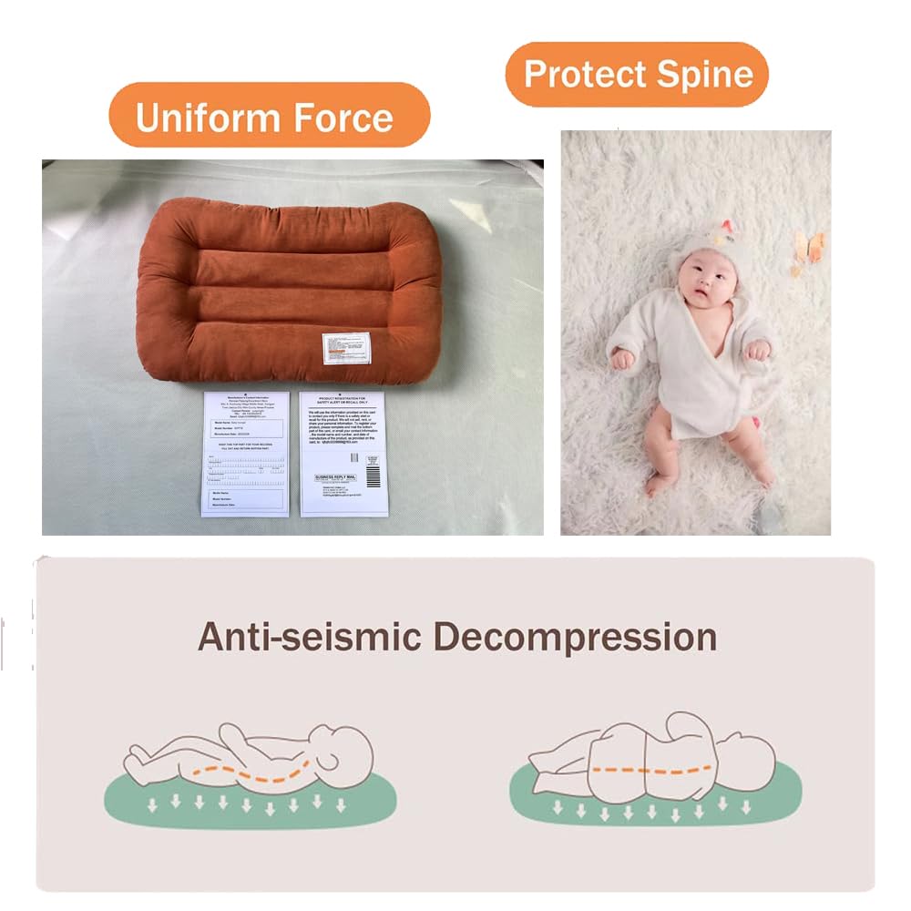 Baby Lounger Pillow for Newborns 0-12 Months - Soft Infant Nest Lounger for Safe Sleeping & Playtime (British Apricot) | Perfect for Nursery, Travel & Tummy Time