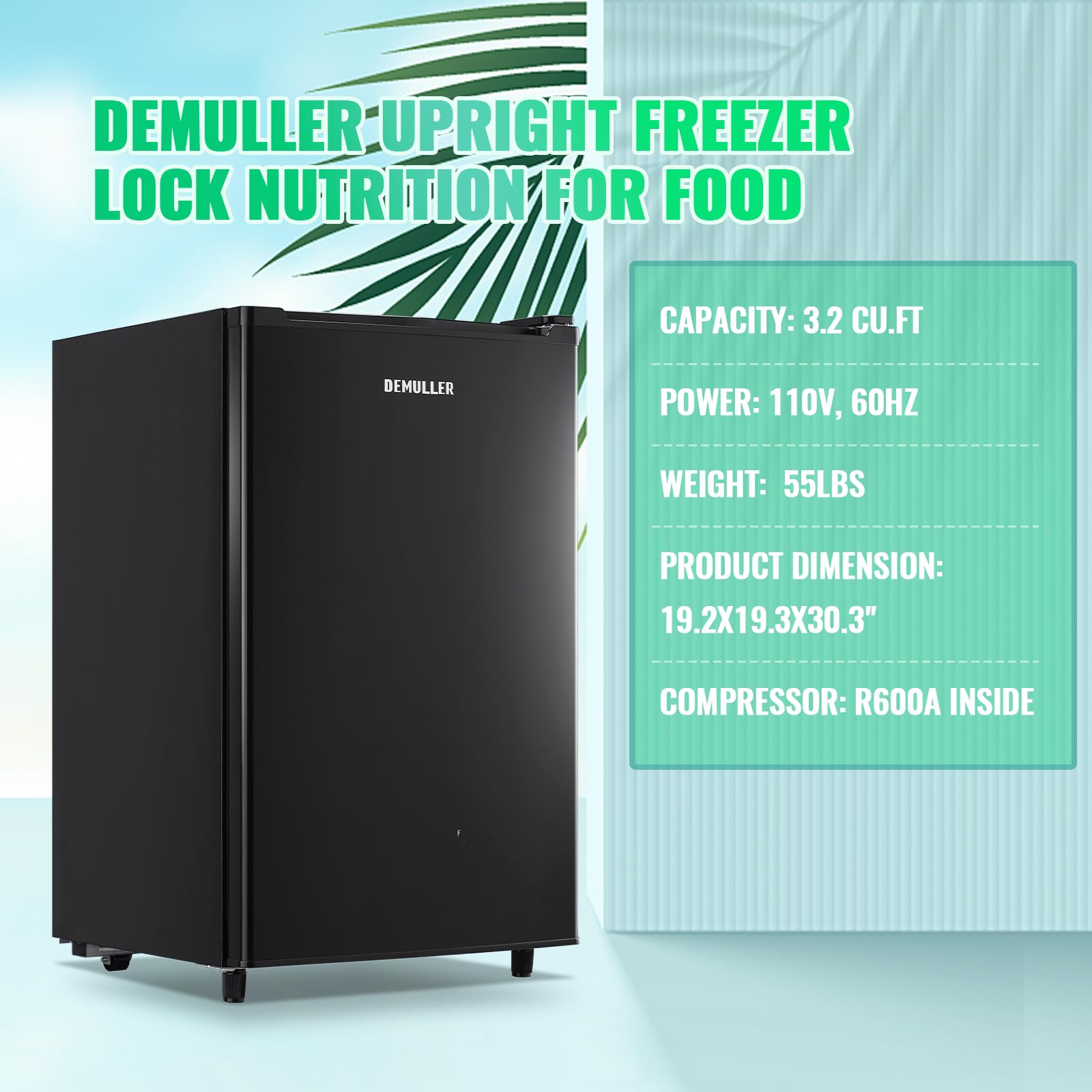 **3.2 Cu.Ft Upright Freezer - Front Door Mini Freezer with 7 Temperature Settings, Adjustable Feet, Energy Efficient - Perfect for Home, Kitchen, Office, Garage, or Dorm (Black)**
