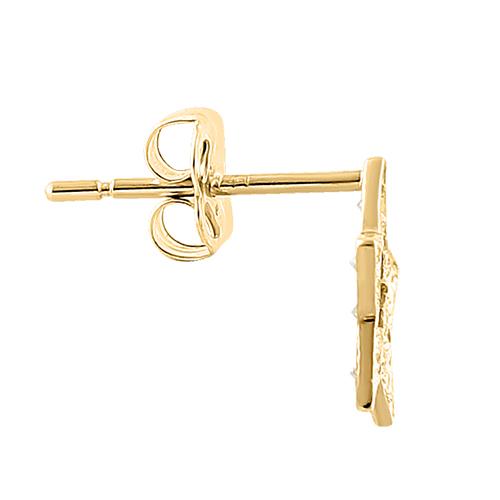 14K Solid Yellow Gold Star Stud Earrings with Clear Cubic Zirconia - Perfect for Everyday Wear, Gifts & Special Occasions