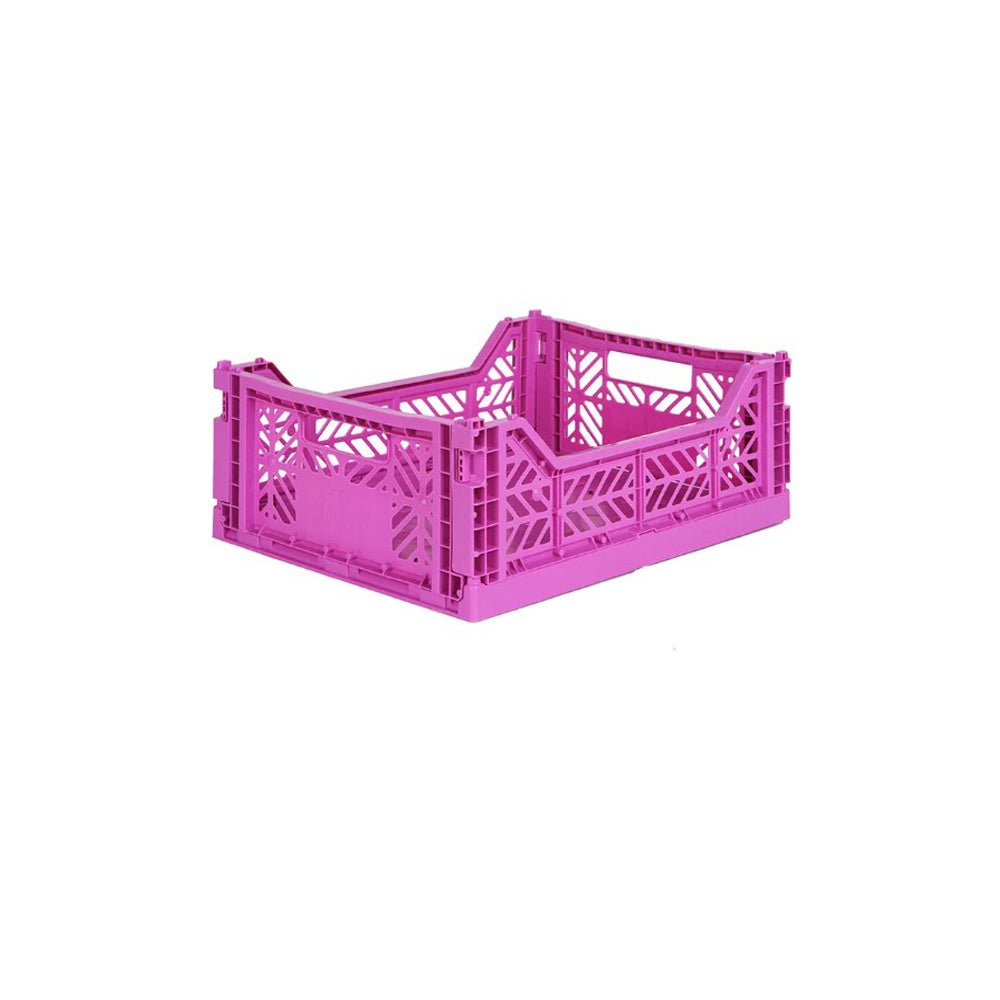 AyKasa Folding Crate - Heavy Duty Collapsible Storage Box with Lid, Space Saving Organizer for Home, Office, Garage & Outdoor Use - Perfect for Moving, Camping & Closet Organization (Bodacious)
