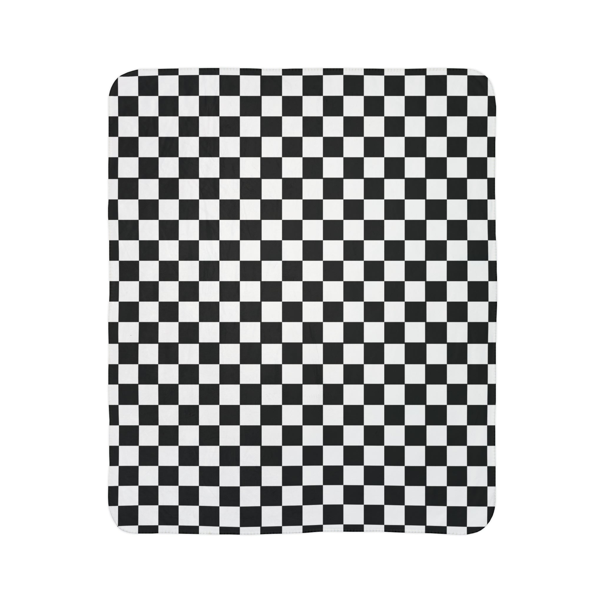 Black and White Checkered Fleece Sherpa Blanket - Soft Plaid Throw for Couch, Bed, Camping & Outdoor Use