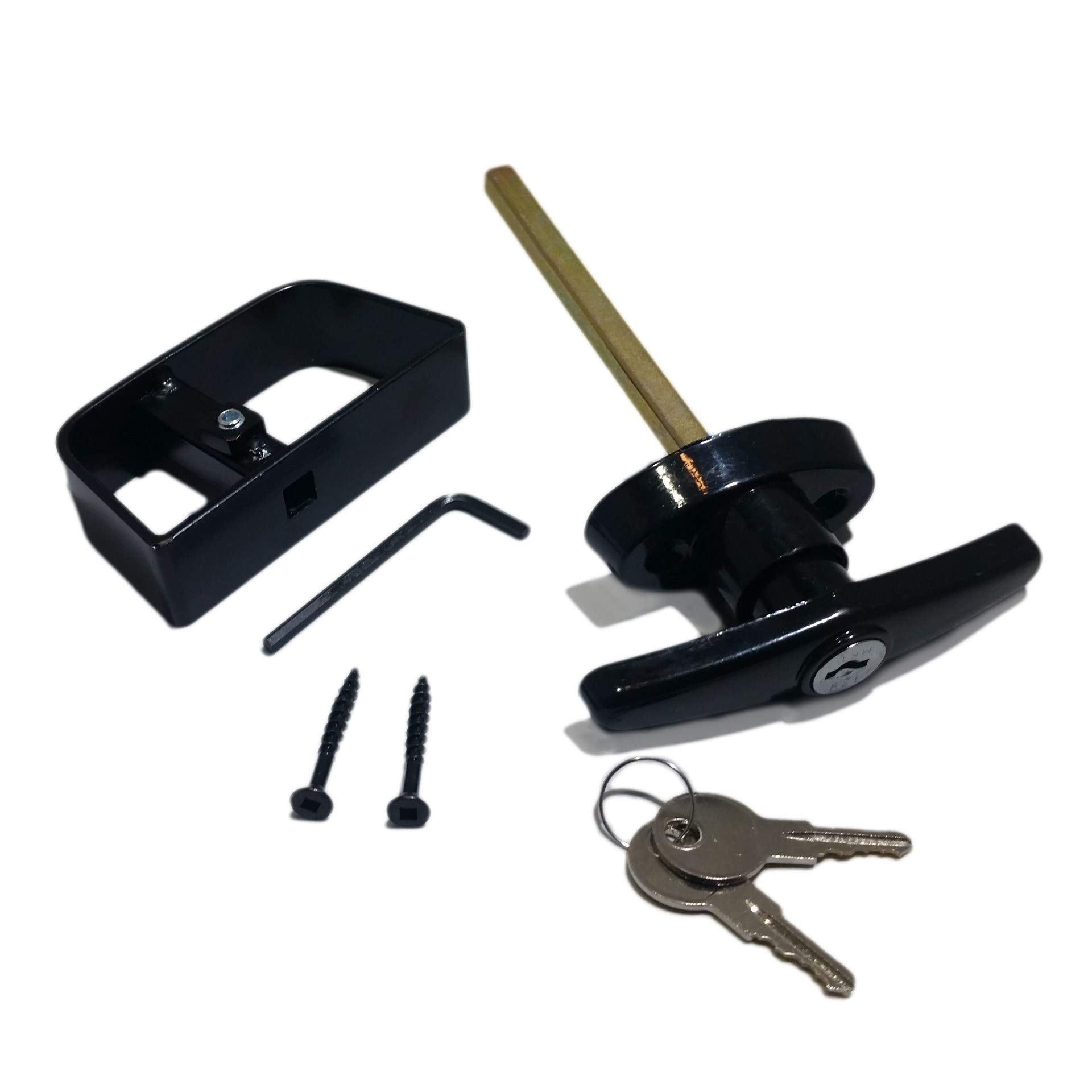 Heavy Duty Shed Door T-Handle Lock Kit with 2 Keys - 4.5
