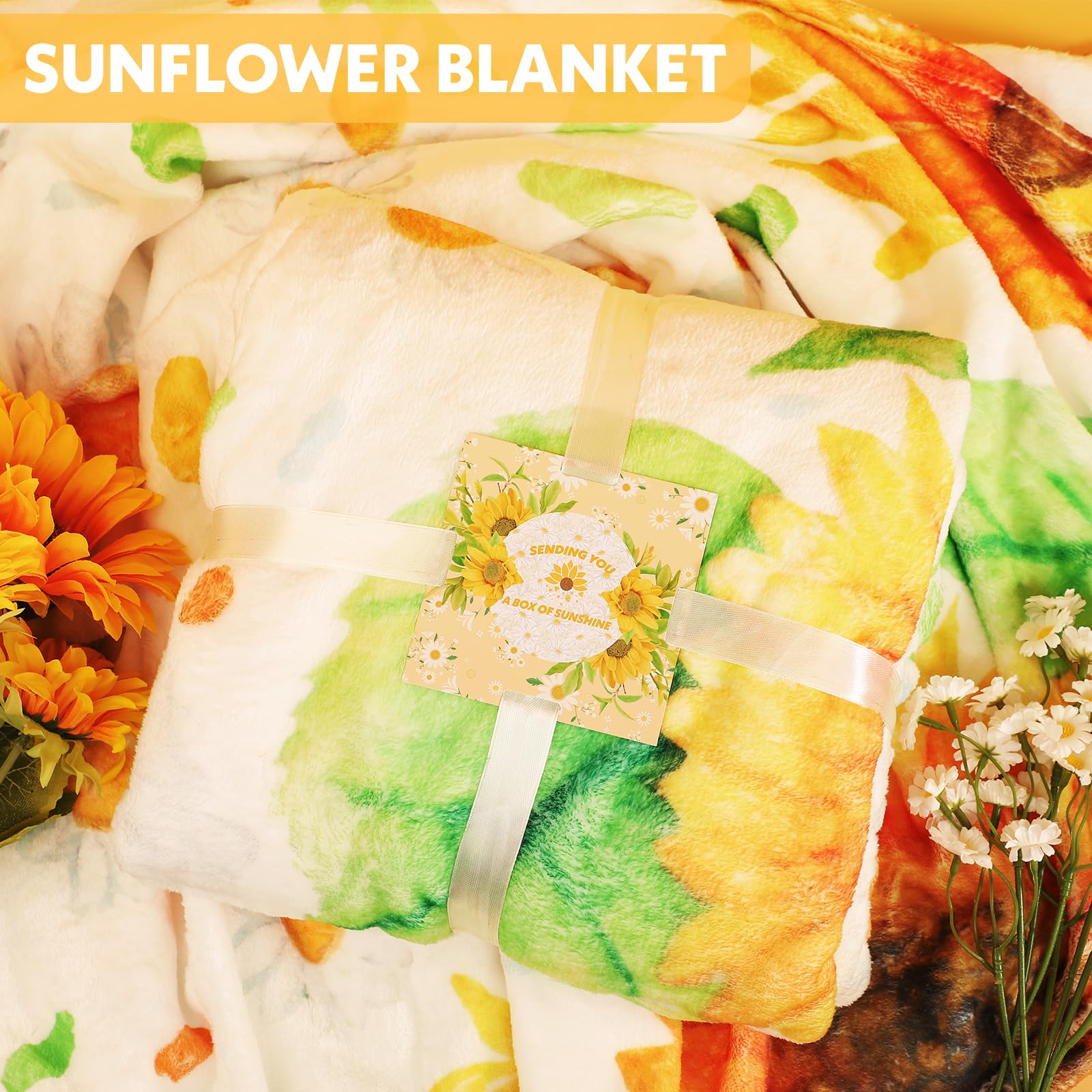 Sunflower Spa Gift Set for Women - 12 Piece Relaxation Sunshine Care Package with Luxury Blanket | Get Well Soon, Birthday, Thank You Gifts for Girlfriend, Sister, Mom, Wife | Perfect for Self-Care, Pampering, and Stress Relief