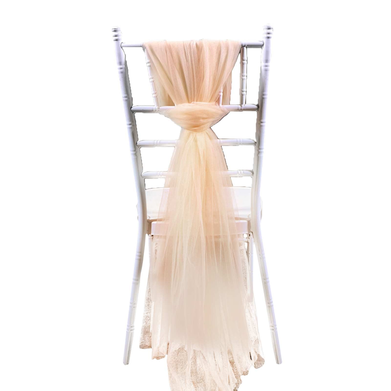 Marooma 6-Piece Tulle Chair Cover Set - Premium Chiffon Chair Sashes & Long Tulle Skirt Slipcovers for Wedding, Party, and Event Decor - Elegant Chair Back Covers for Banquet, Reception, and Bridal Shower Decorations