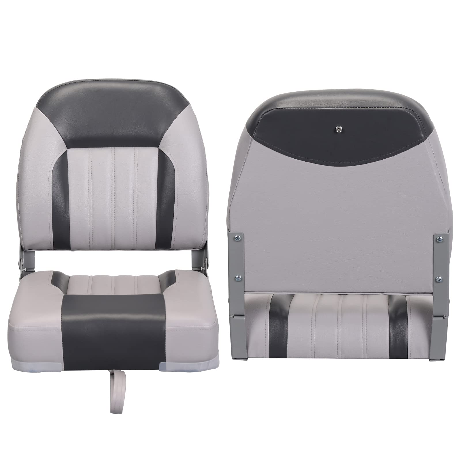 Leader Accessories Elite Low/High Back Folding Fishing Boat Seat - Pair of 2, Comfortable & Durable Marine Chairs for Fishing Boats, Yachts, and Outdoor Water Activities