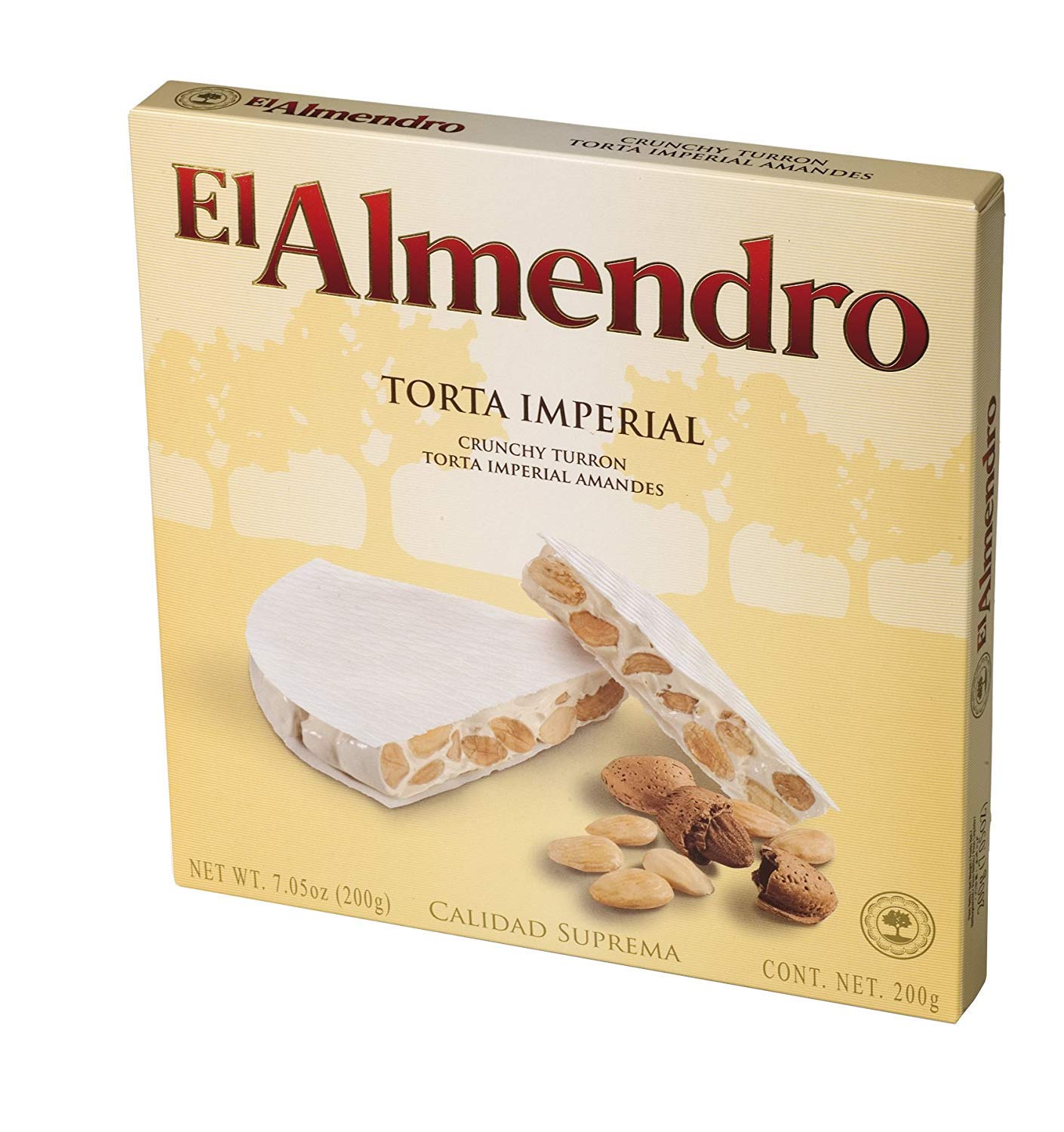 El Almendro Turron Torta Imperial 200g - Pack of 6 Spanish Almond Nougat Bars | Gourmet Holiday Gift, Christmas Treat & Dessert for Parties & Family Gatherings