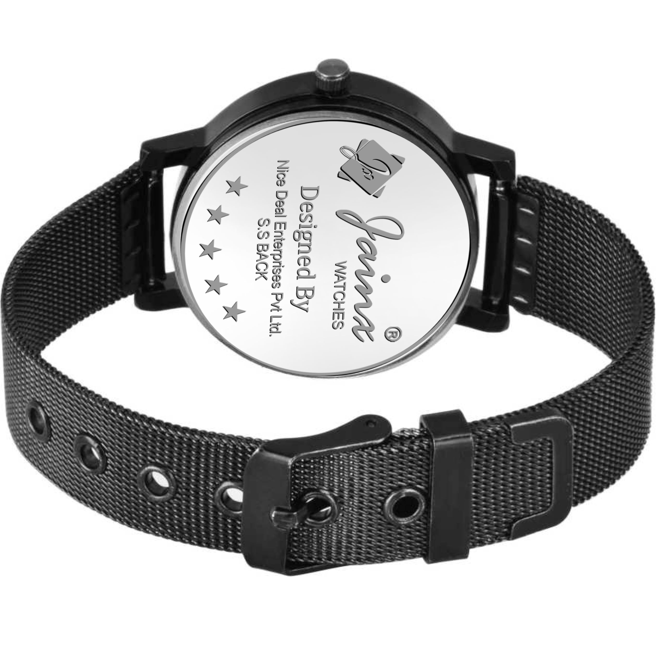Jainx Black Mesh Chain Analog Wrist Watch for Women - JW8569 | Stylish Fashion Accessory for Everyday Wear, Office & Special Occasions