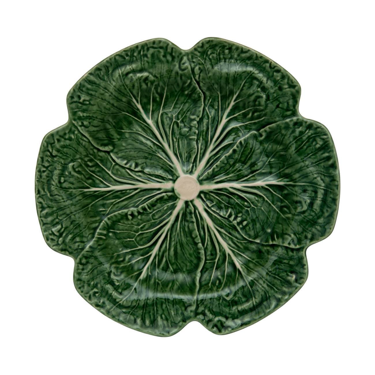 Bordallo Pinheiro Green Cabbage Leaf Charger Plates - Set of 2, Decorative Dinner Plates for Elegant Table Settings, Wedding Decor, and Rustic Dinner Parties