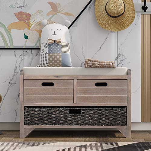 White Washed-bench+basket
