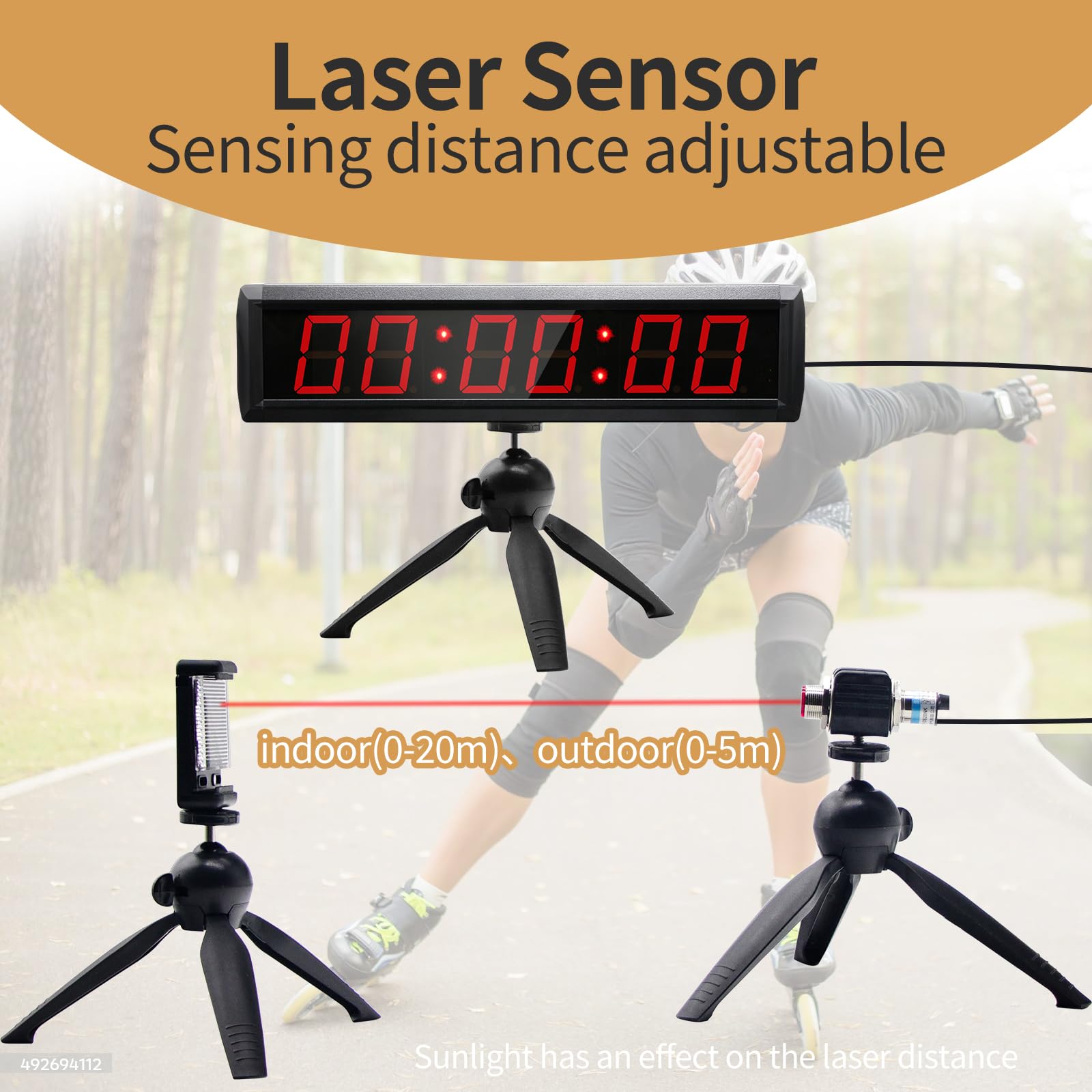 Indoor Wired Laser Timer - Professional LED Stopwatch for Training, Racing & Sports | Track & Field Running Timer for Sprints, Skating, Biking & Motorcycle Racing | Perfect for Gym, Track Meets & Competitive Events