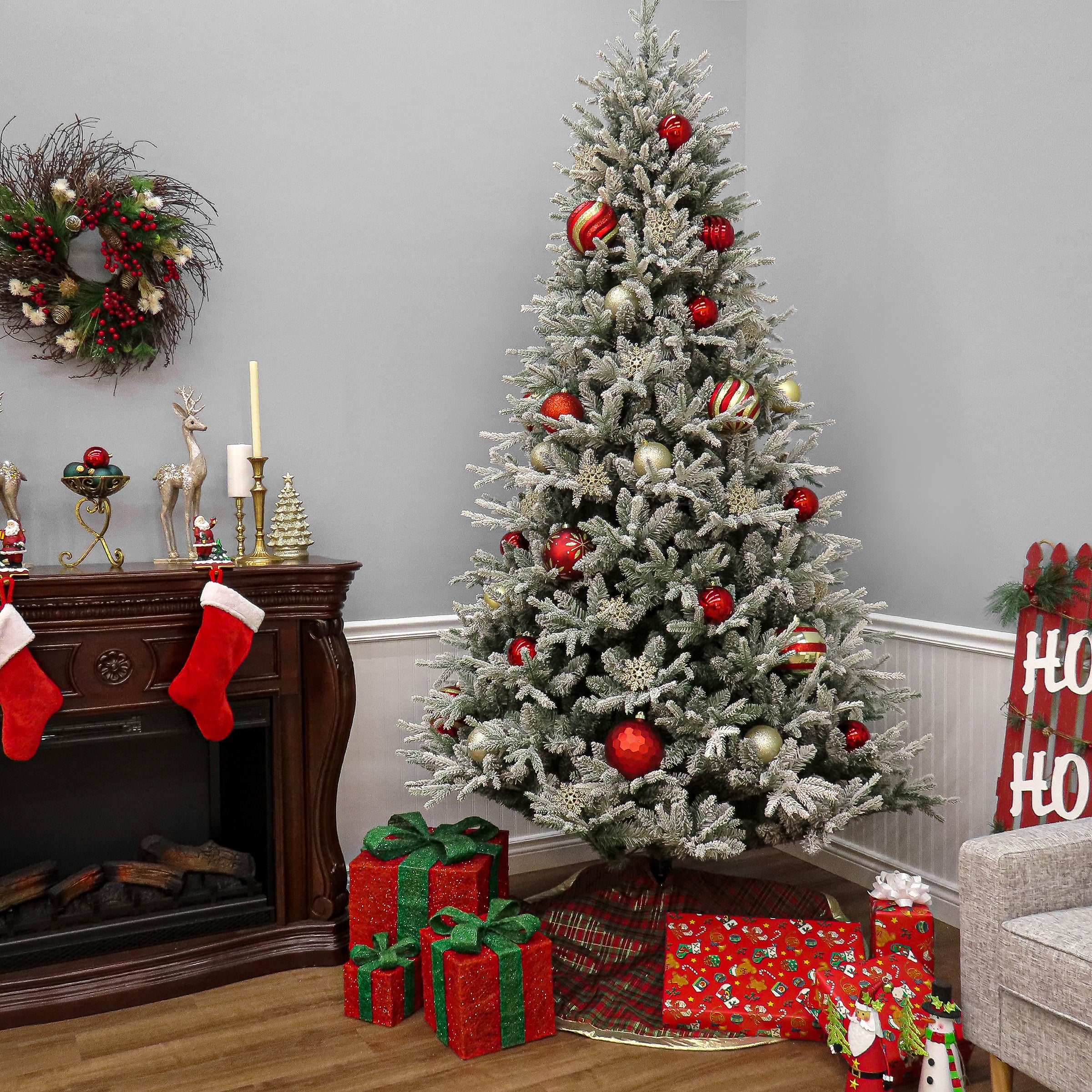 7.5 ft Holliston Artificial Christmas Tree - Premium Potted Holiday Decor for Home, Office & Party Decorations
