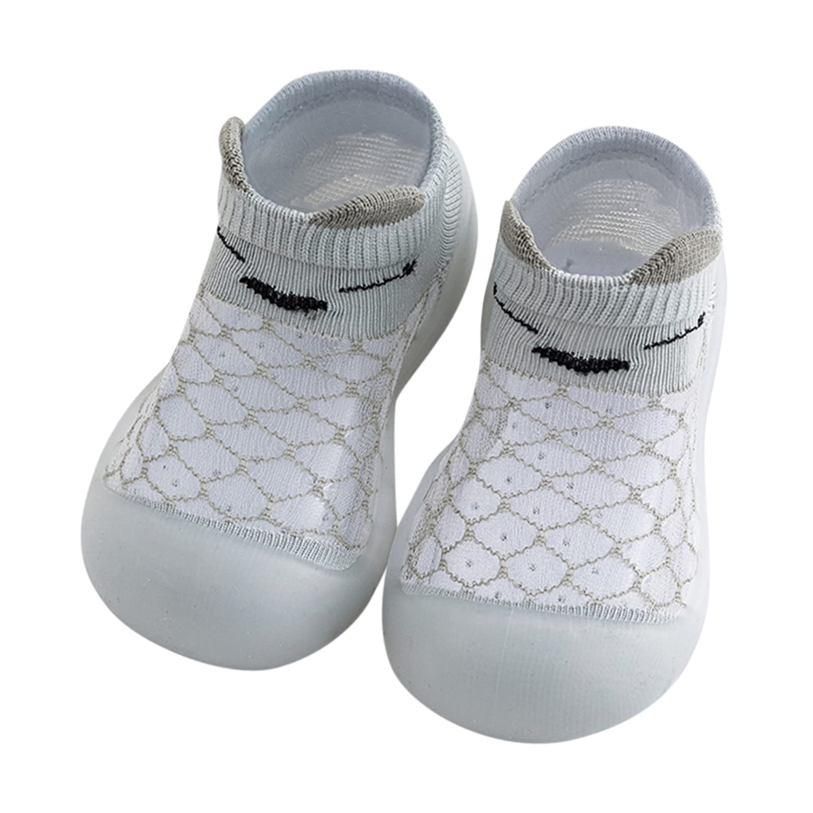 **Non-Slip Baby Socks Shoes for Toddlers 2-3 Years – Breathable Mesh Animal Print Cartoon Prewalker Socks for Boys & Girls – Perfect for Indoor Play, Crawling & First Steps (Grey)**