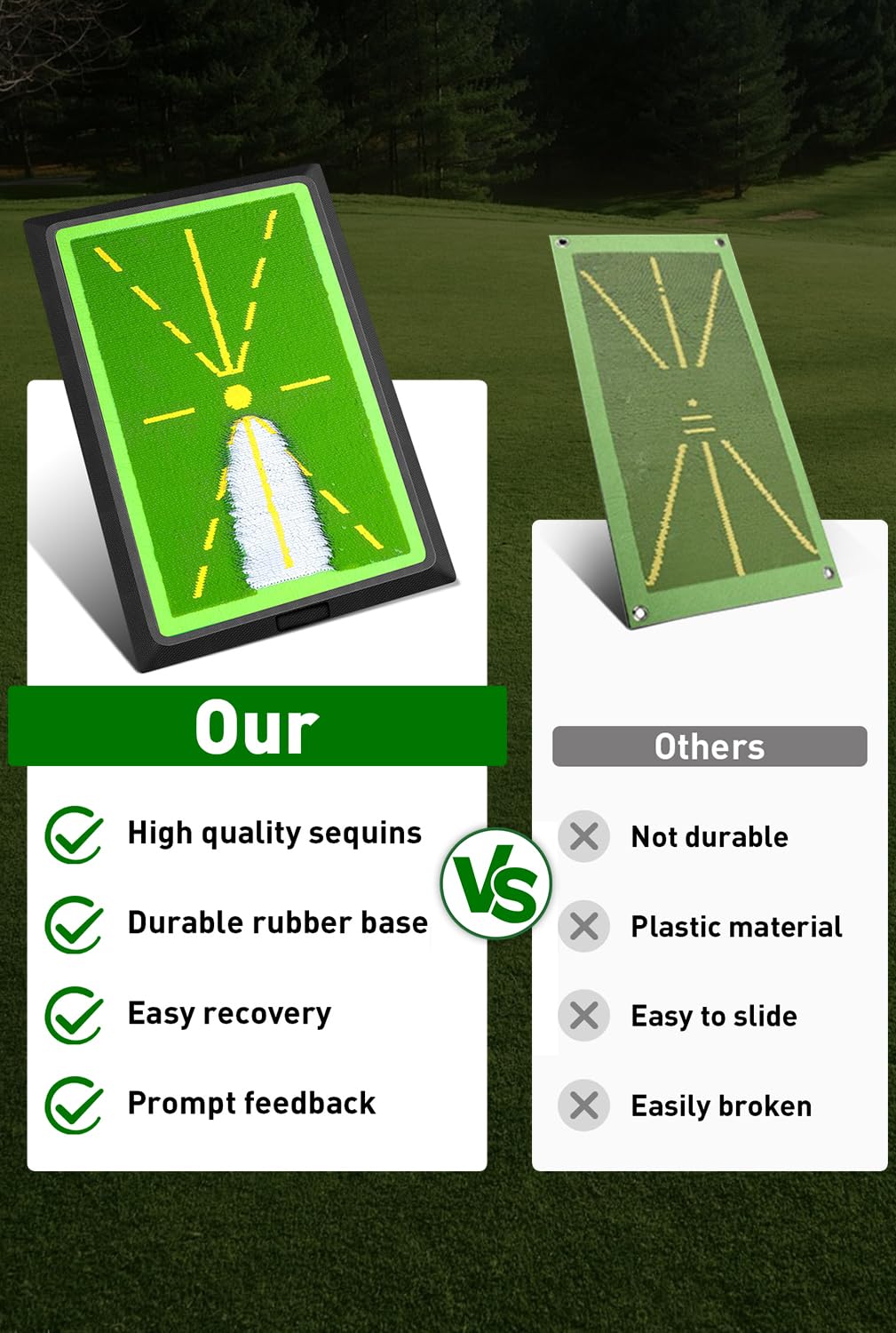 Premium Golf Swing Trainer & Practice Mat - Portable Golf Training Aid for Indoor & Outdoor Use | Improve Swing Mechanics & Accuracy | Perfect for Backyard, Driving Range & Home Practice (Green)