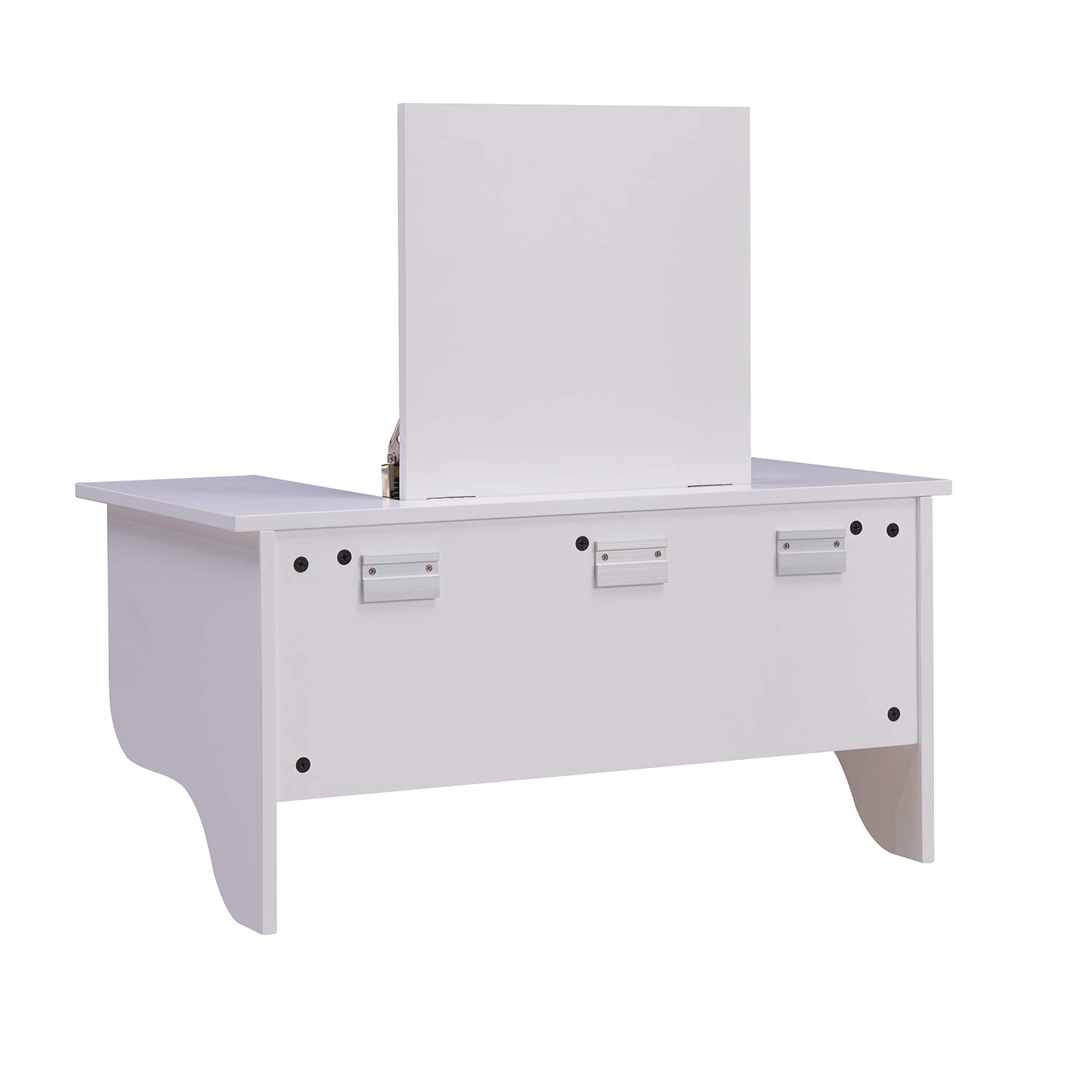 SEI Furniture White Wall Mount Ledge with Vanity Mirror - Transitional Style Shelf for Bathroom, Bedroom & Entryway Decor