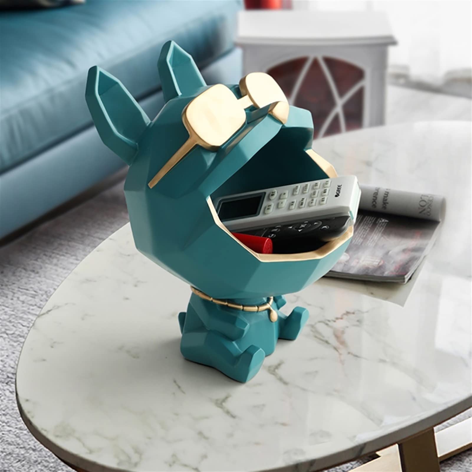 Stylish Bulldog Key Holder & Organizer - Decorative Storage Box for Keys, Phone, Wallet, Coins & Jewelry | Green Home Entryway Tray & Desktop Decor | Perfect for Entry Table, Nightstand or Office Desk