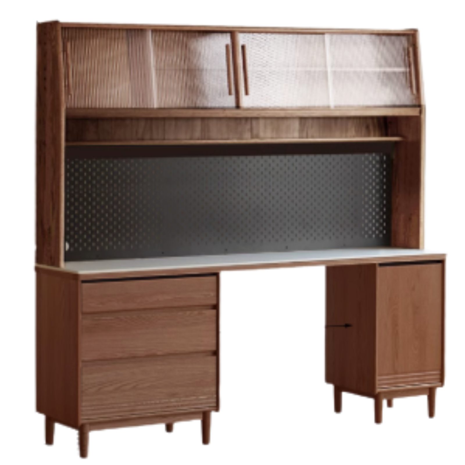 Premium Black Walnut & Oak Solid Wood Storage Cabinet - Luxury Style Rock Plate Design for Living Room, Bedroom & Office Organization