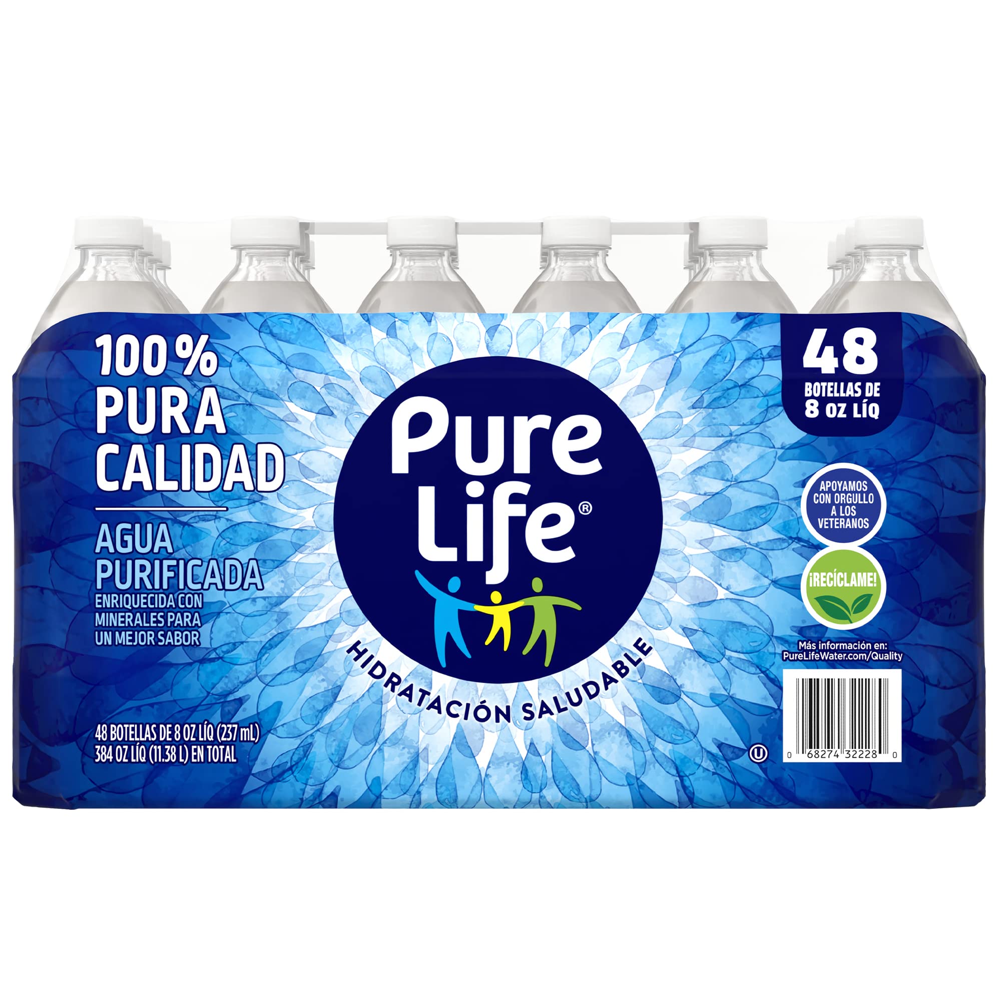 Pure Life Purified Water, 8 Fl Oz (48 Pack) - BPA-Free Plastic Bottles for Hydration On-The-Go, Office, Gym & Emergency Preparedness