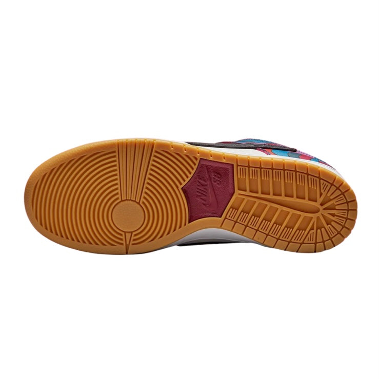 Nike SB Dunk Low Pro Premium QS Parra Fireberry Black Sneakers - Men's Skateboarding Shoes for Streetwear & Casual Wear